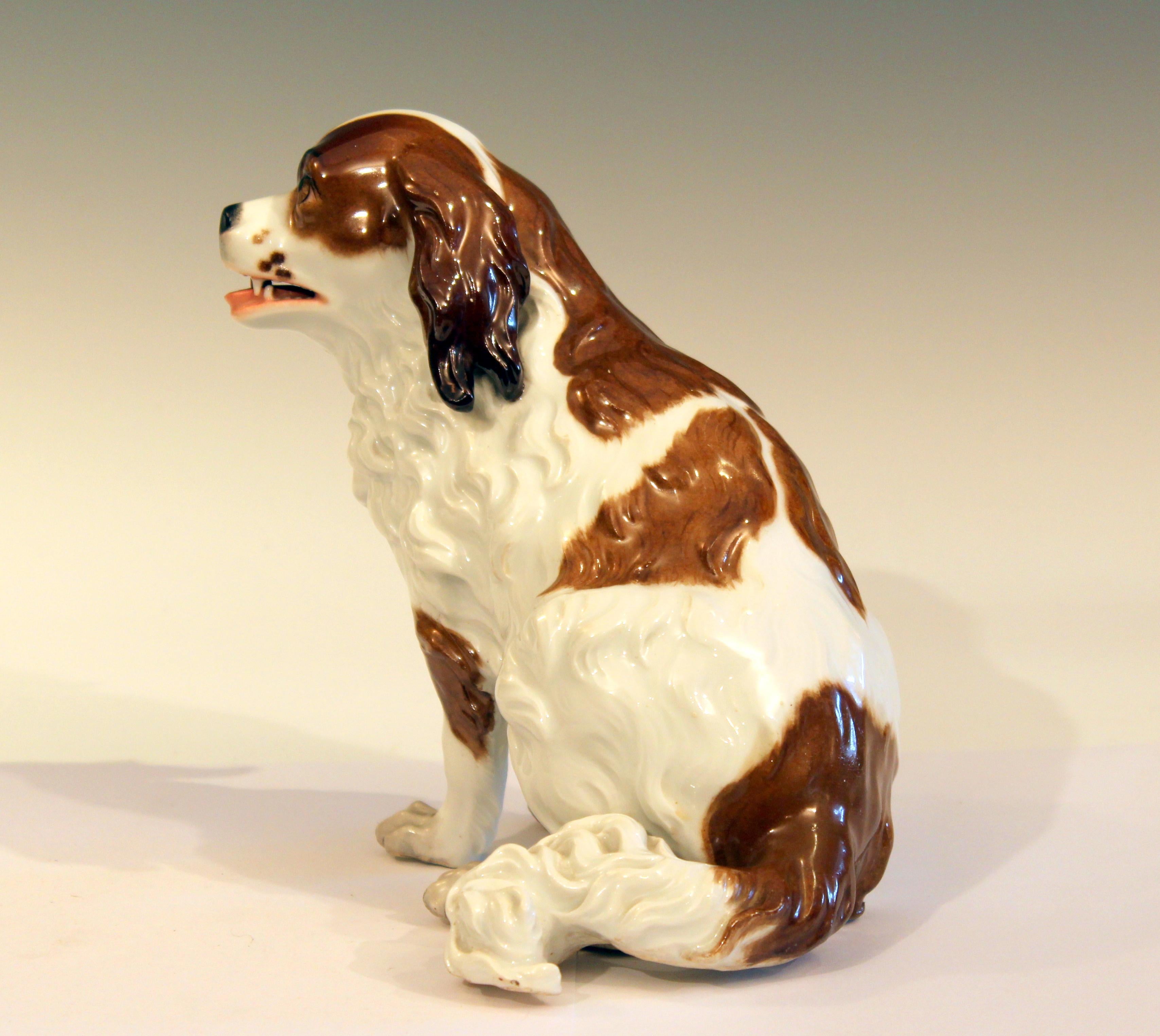Molded Antique Porcelain Spaniel Dog Samson Meissen Dresden Paris German French Figure For Sale
