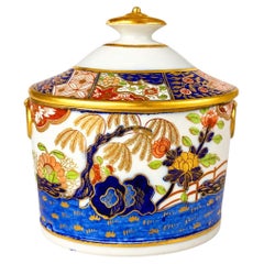 Antique Porcelain Sugar Box Money Tree Pattern Hand Painted England Circa 1810