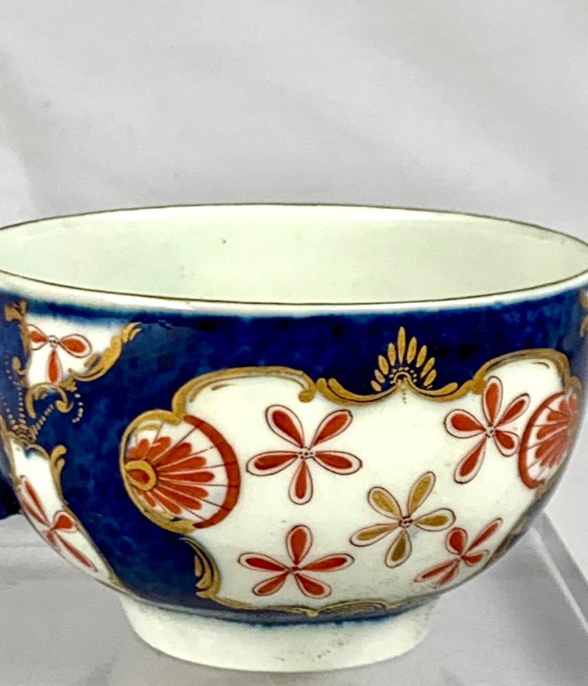 Antique Porcelain Tea Cup Coffee Cup & Saucer First Period Dr. Wall Worcester For Sale 4