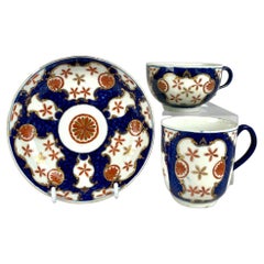 Antigua Taza de Té de Porcelana Taza de Café y Platillo Primer Periodo Dr. Wall Worcester