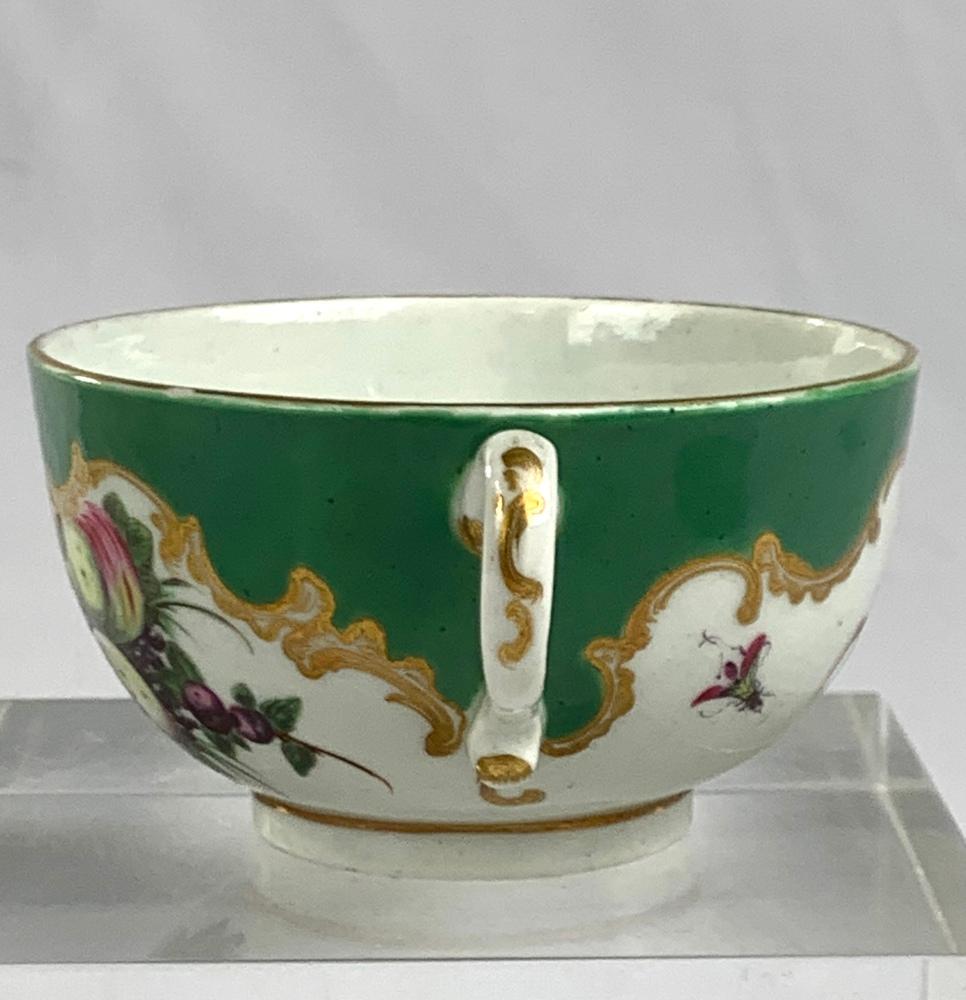 Antique Porcelain Tea Cup Coffee Cup & Saucer Trio First Period Worcester C-1770 2
