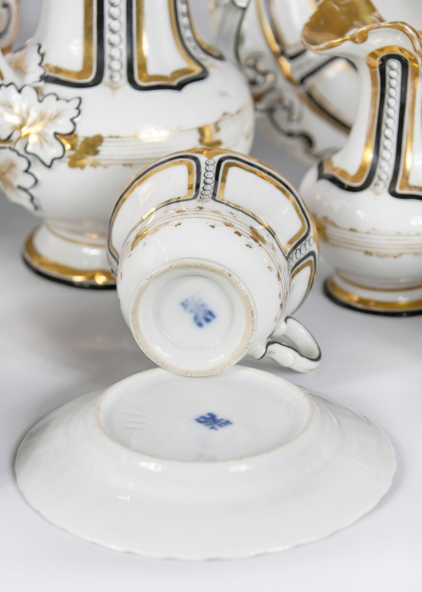 Gilt Antique Porcelain Tea Set for 11 Person by Carl Tielsch For Sale