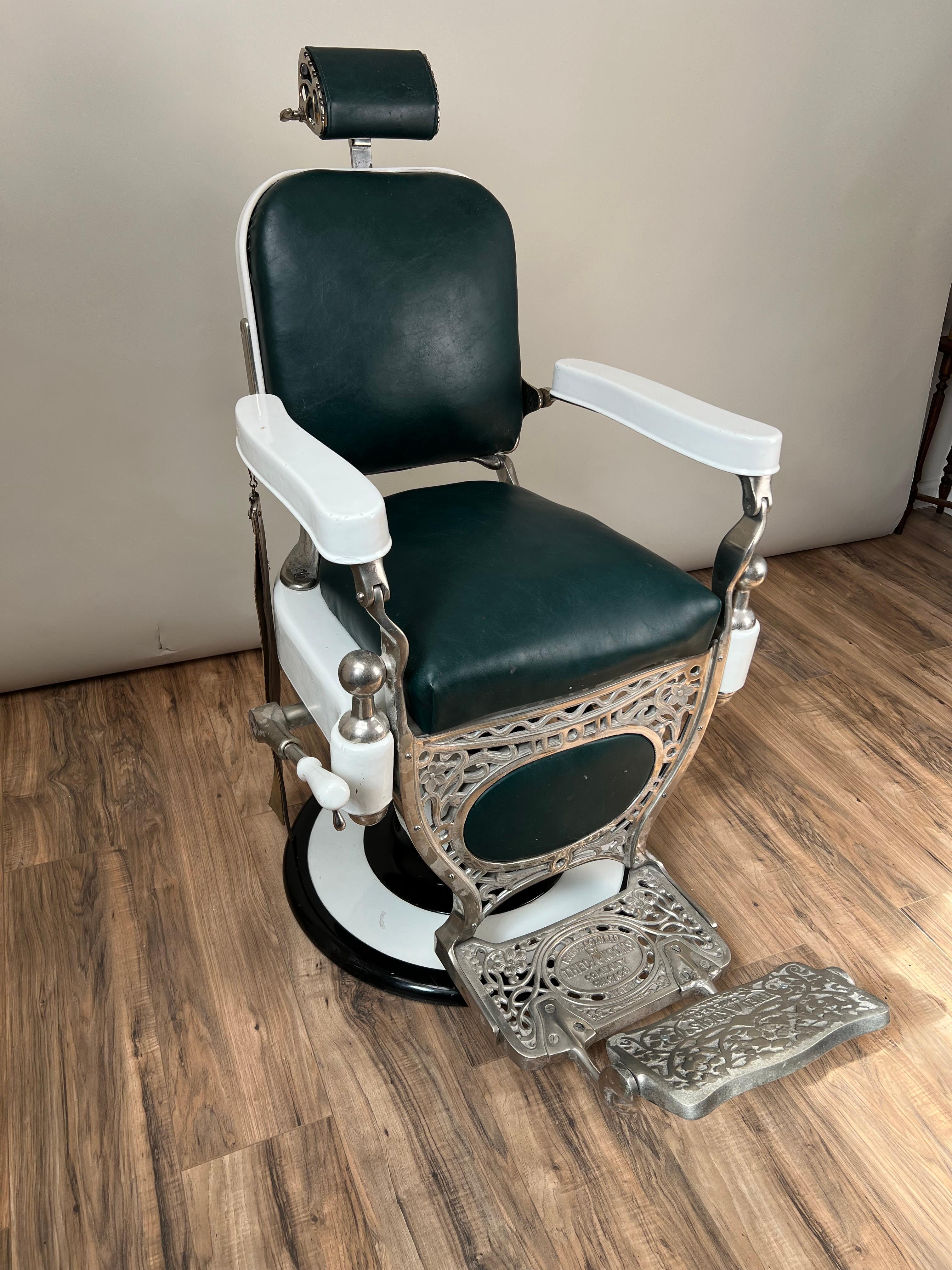 American Antique Porcelain Theo A Kochs, Chicago Barber Chair c. 1920 For Sale