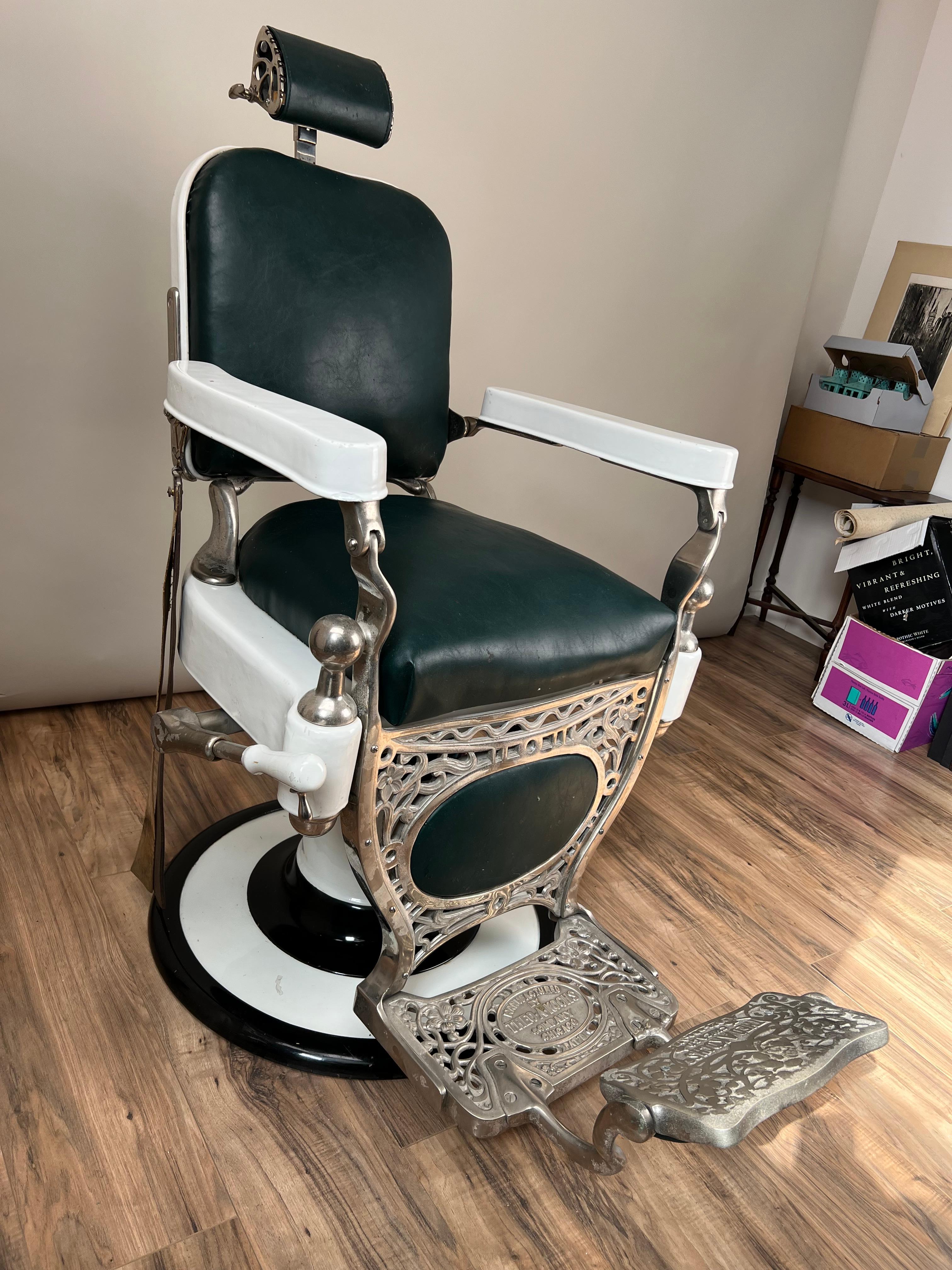 Early 20th Century Antique Porcelain Theo A Kochs, Chicago Barber Chair c. 1920 For Sale
