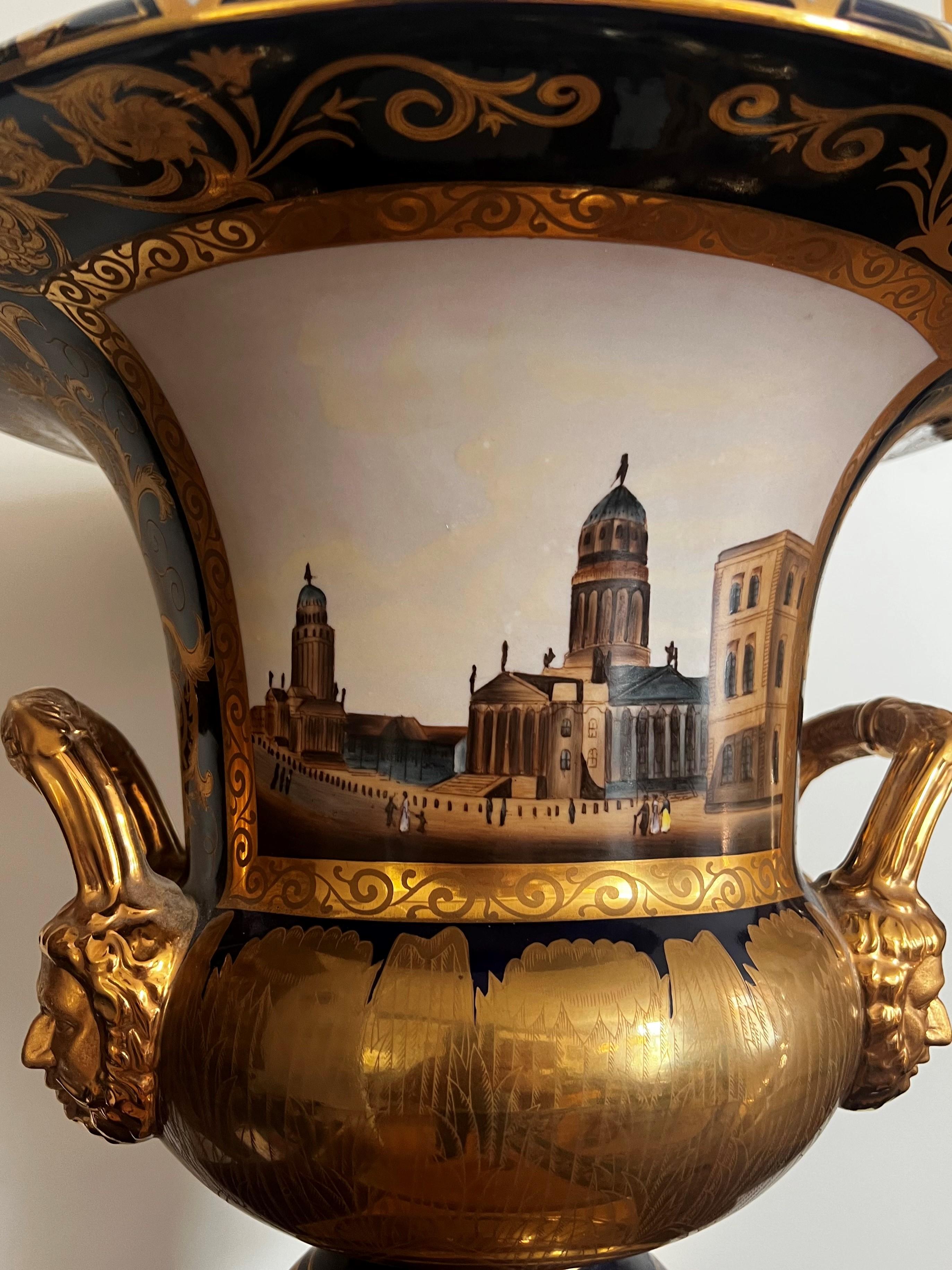 Gold Antique Porcelain Urn For Sale