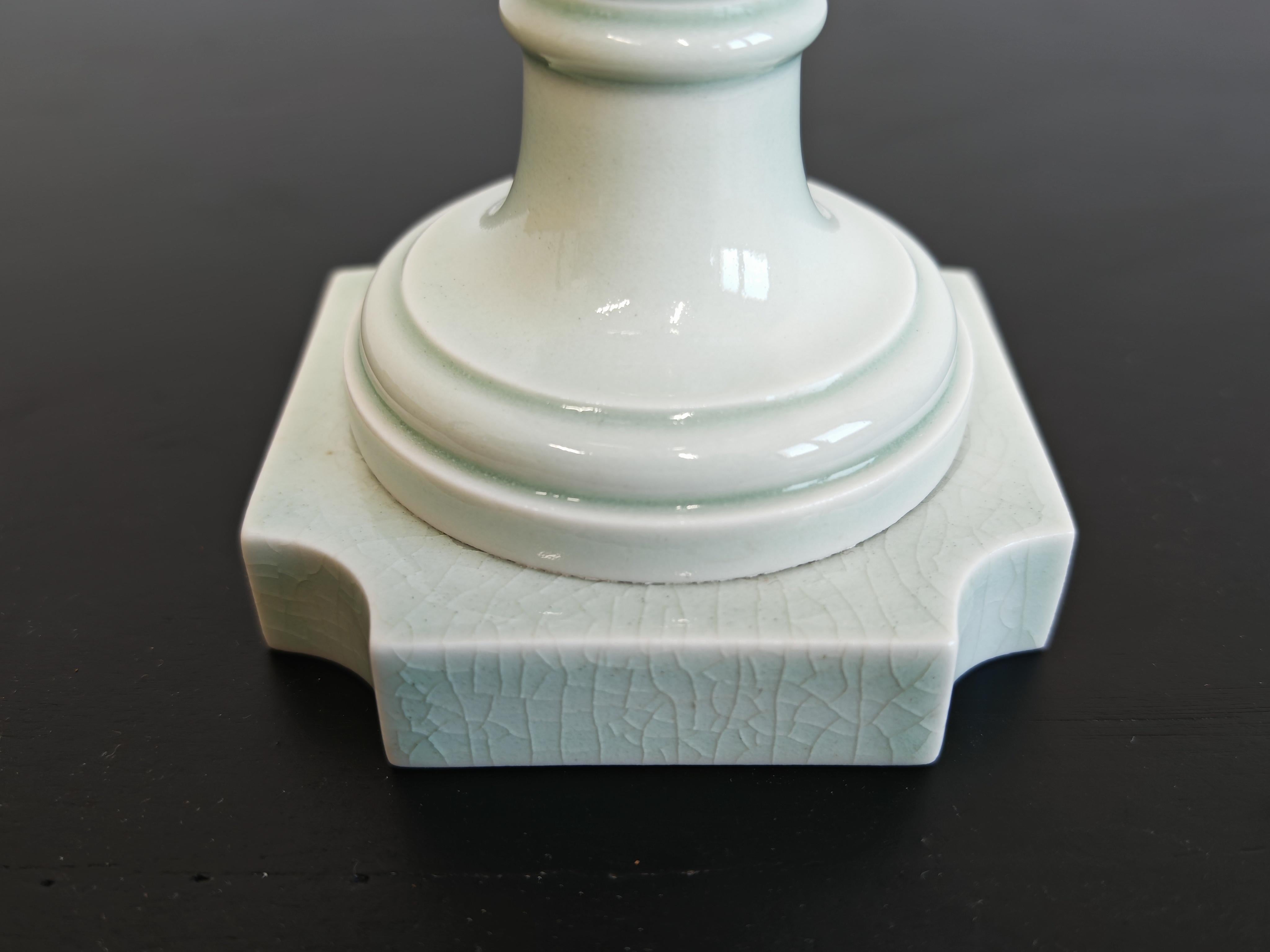 Neoclassical Antique Porcelain Urn in pale green glaze, by Sevres, France 19th Century For Sale