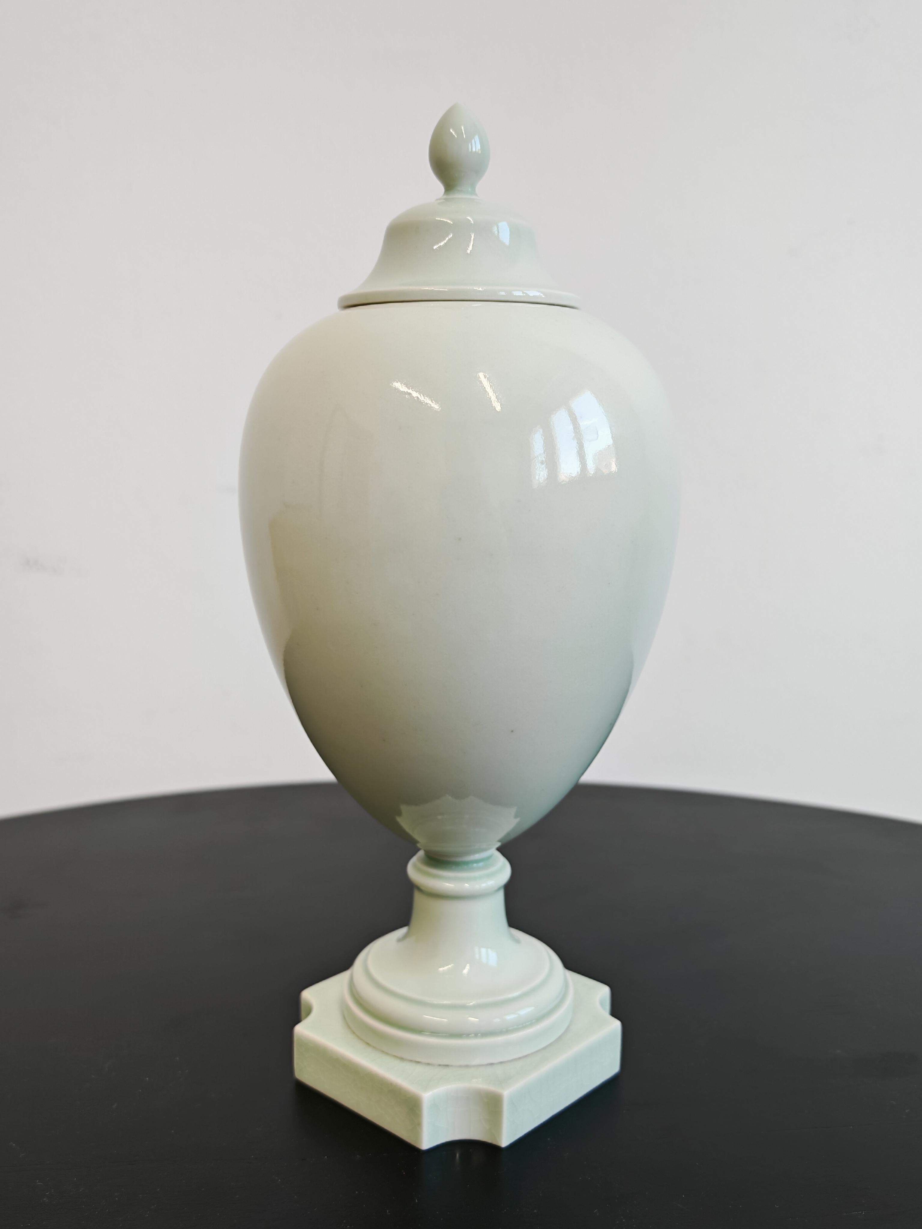 Antique Porcelain Urn in pale green glaze, by Sevres, France 19th Century For Sale 3