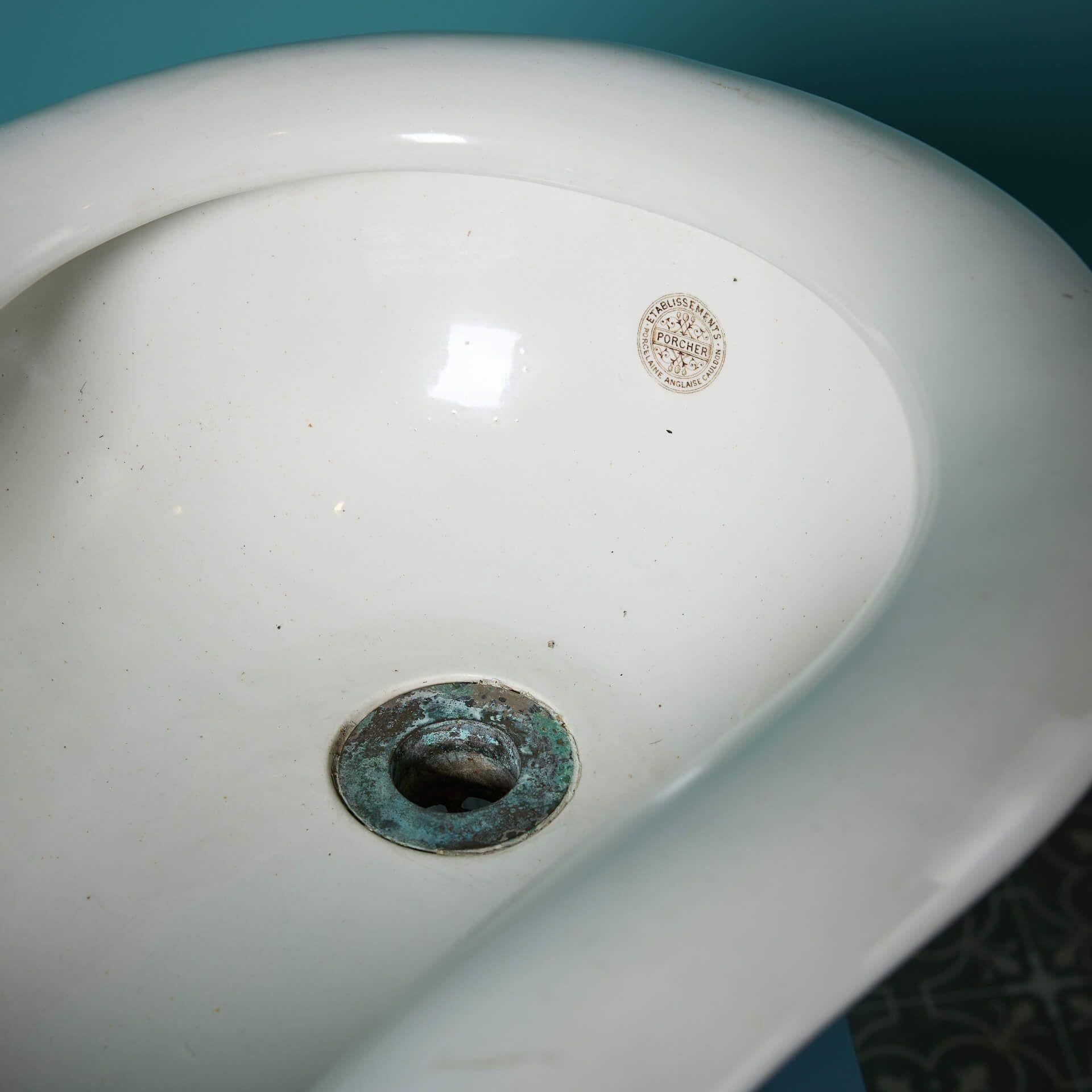 20th Century Antique Porcher French Ceramic Bidet For Sale