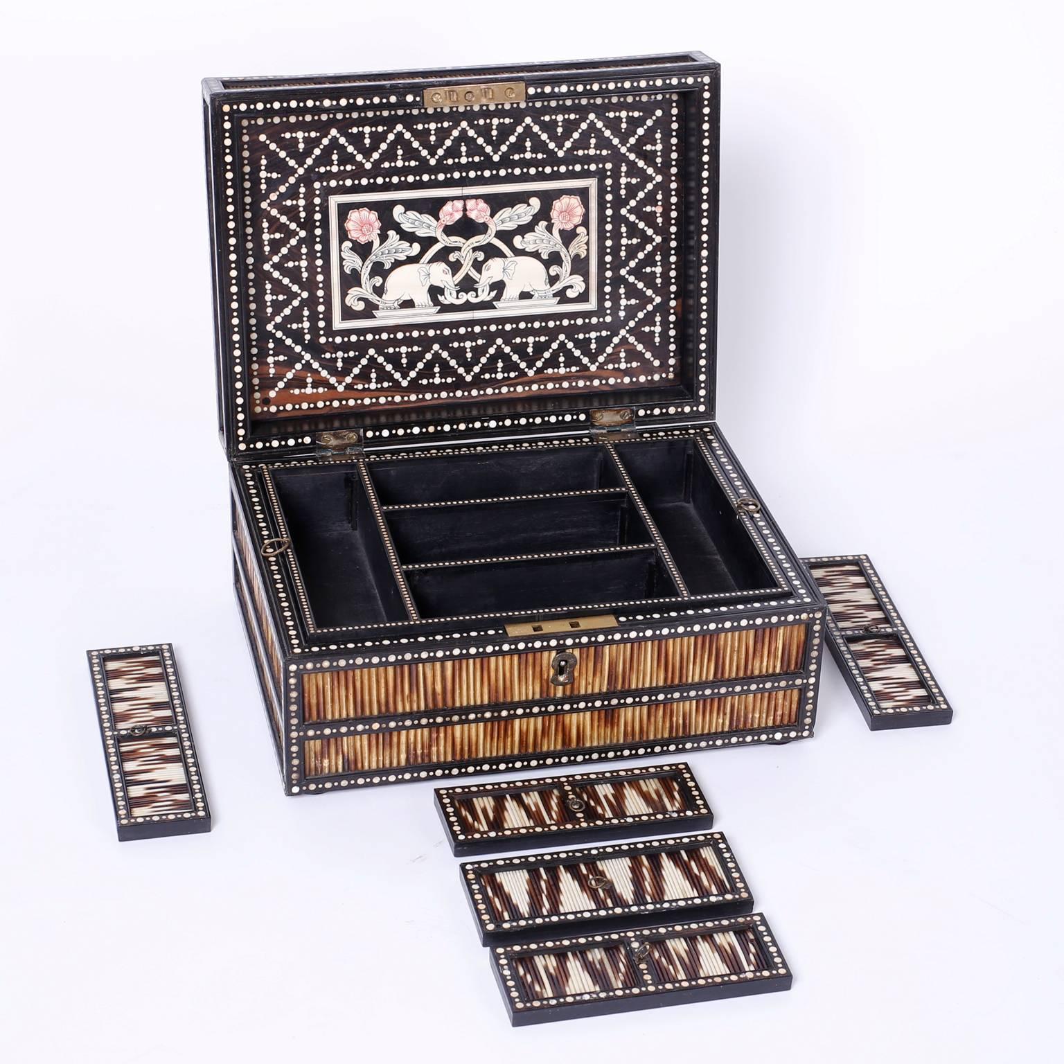 19th Century Antique Porcupine Quill Box