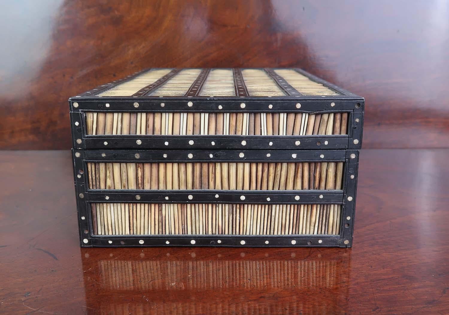 Fin du XIXe siècle Boîte à piquants de porc-épic ancienne. Sri Lanka, 19e siècle en vente