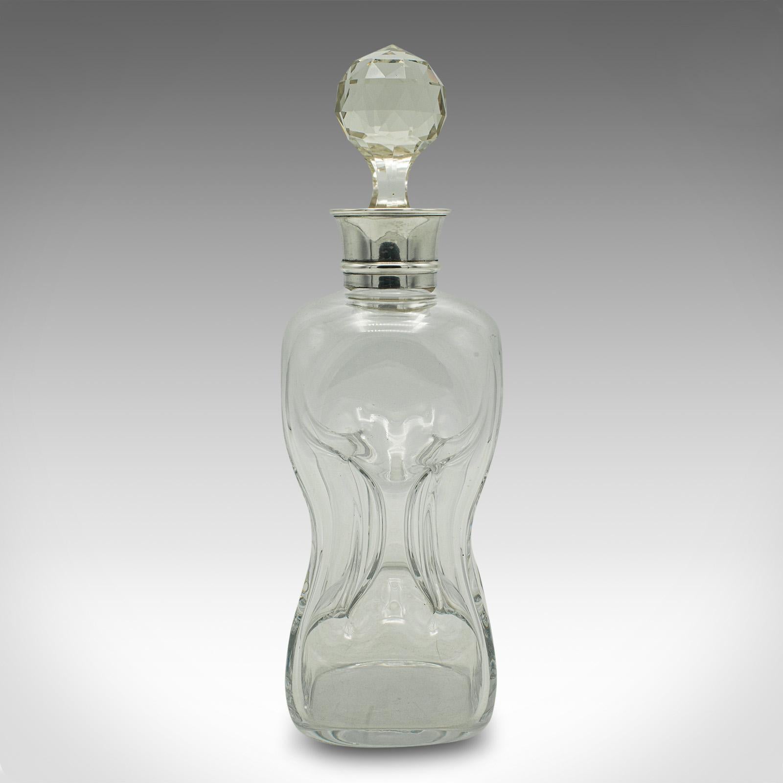 Antiker Port-Dekanter, englisch, Glas, Silber, Birmingham, Edwardian, datiert 1907 (Britisch) im Angebot