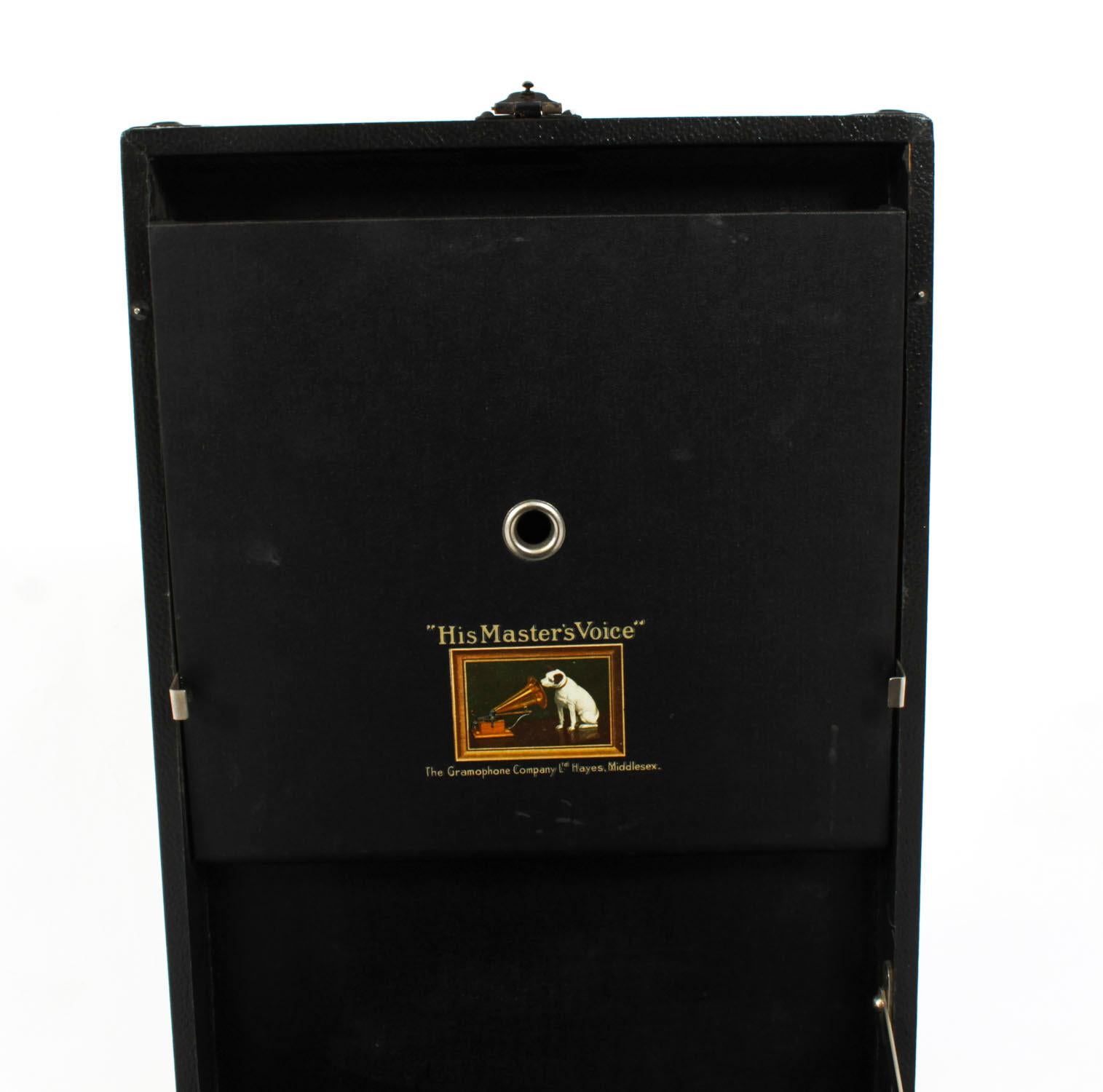 Antique Portable HMV Gramophone Mod 101 Black 20th Century 5