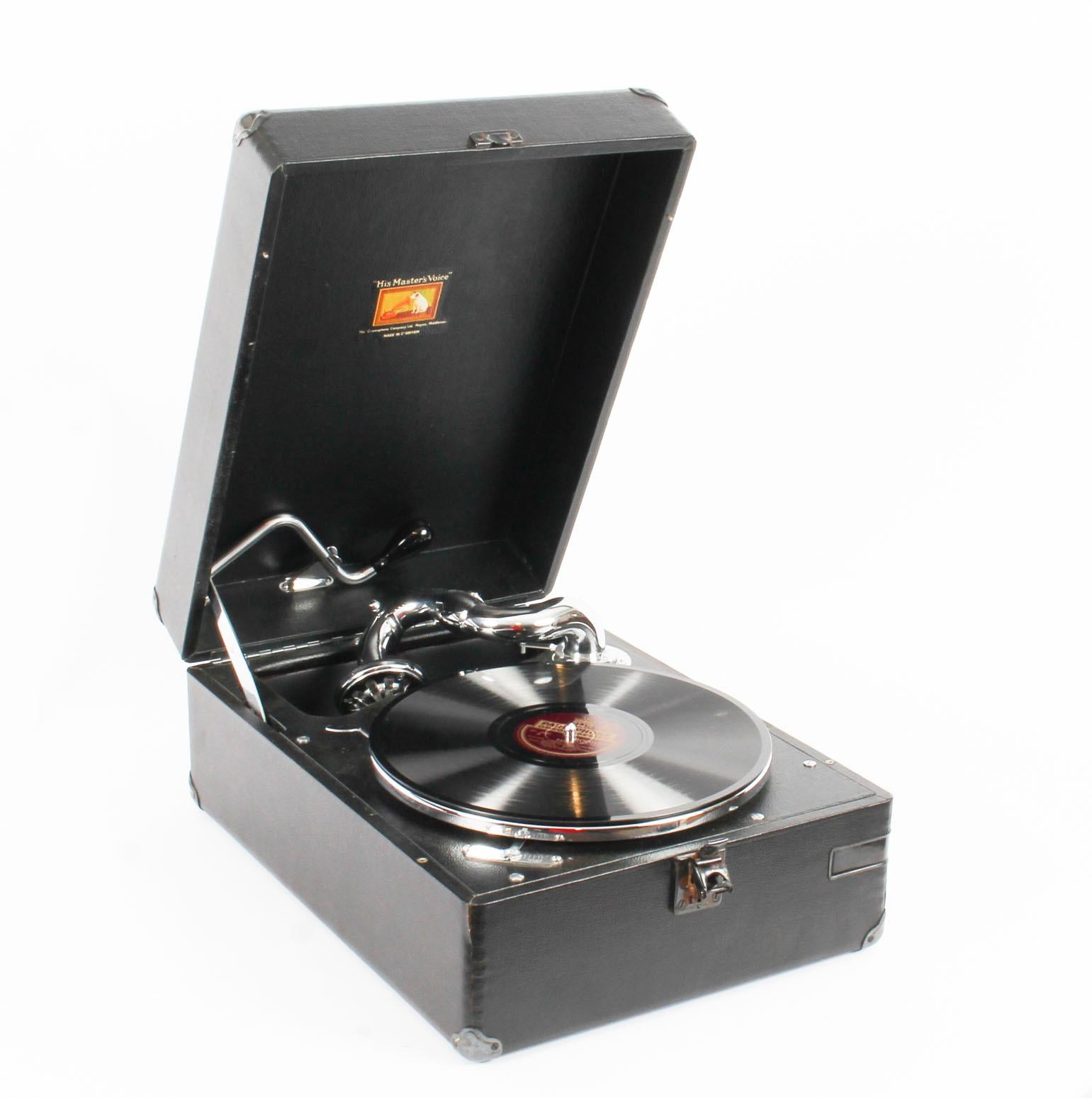 Antique Portable HMV Gramophone Mod 102E, 1934, 20th Century 3