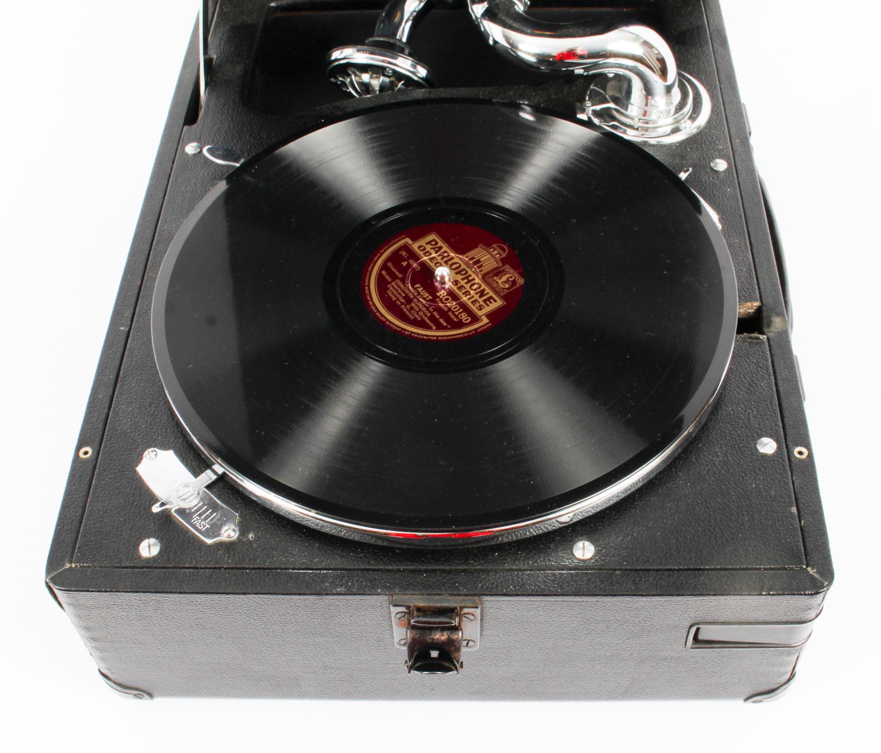 Antique Portable HMV Gramophone Mod 102E, 1934, 20th Century 4