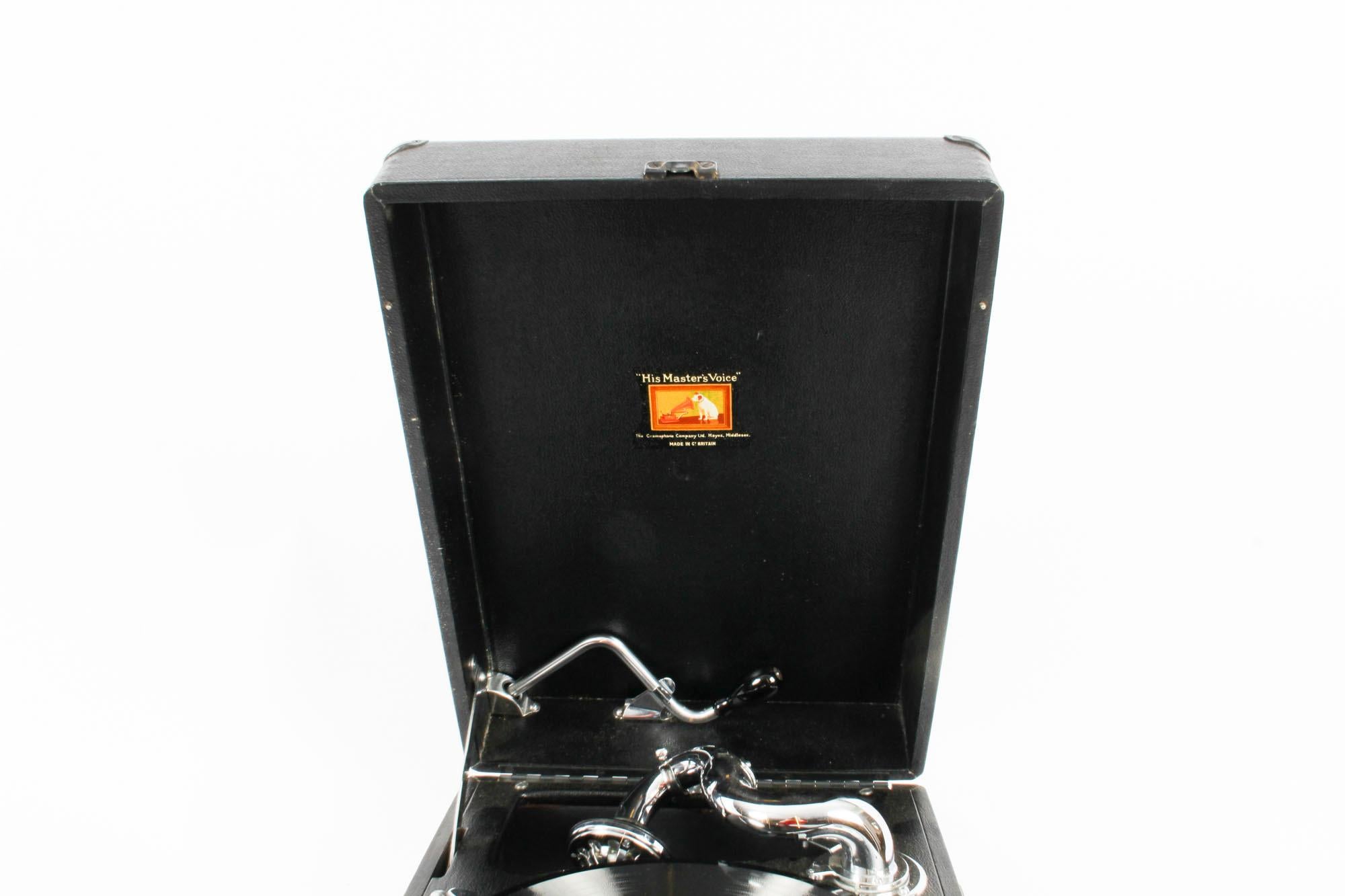 Antique Portable HMV Gramophone Mod 102E, 1934, 20th Century 5