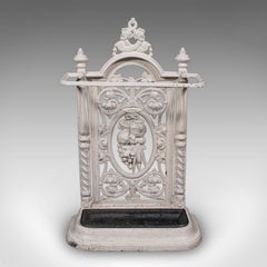 Antique Portico Stick Stand, English, Cast Iron, Hall, Umbrella Loop, Victorian