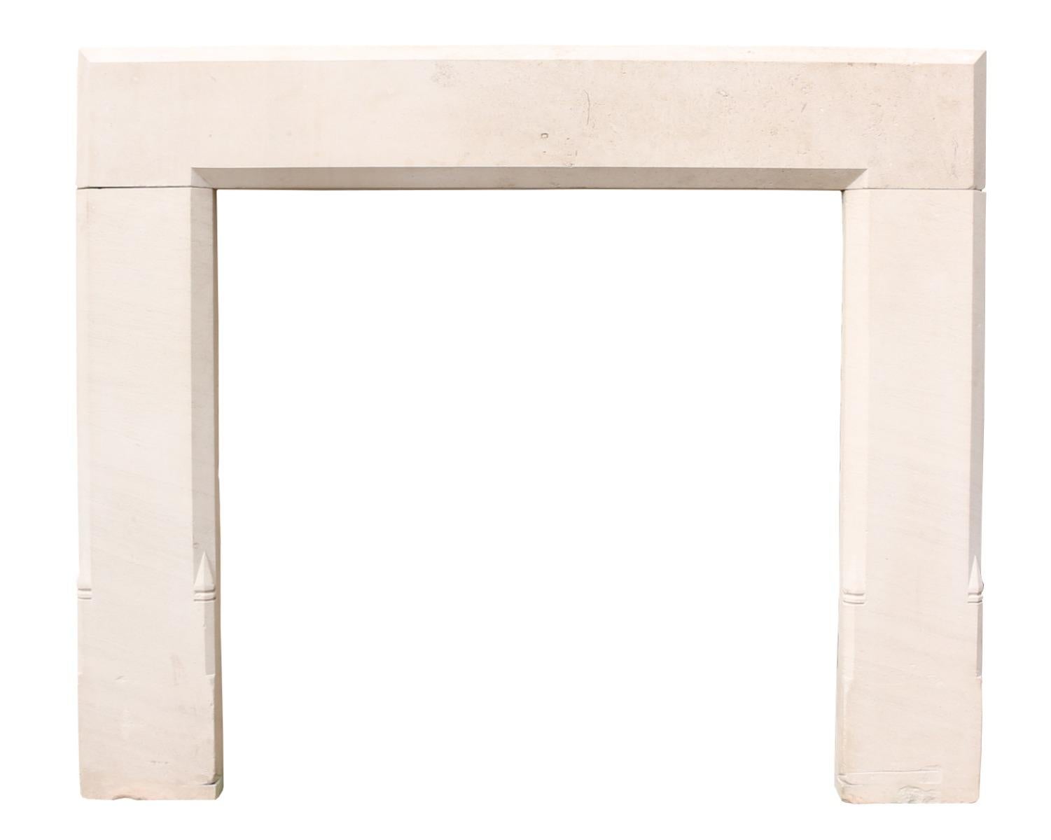 A handsome pale limestone chimney-piece, reclaimed from a property in Dorset.

Opening Height 104.5 cm (41.14 in)

Opening Width 106.5 cm (41.92 in)
