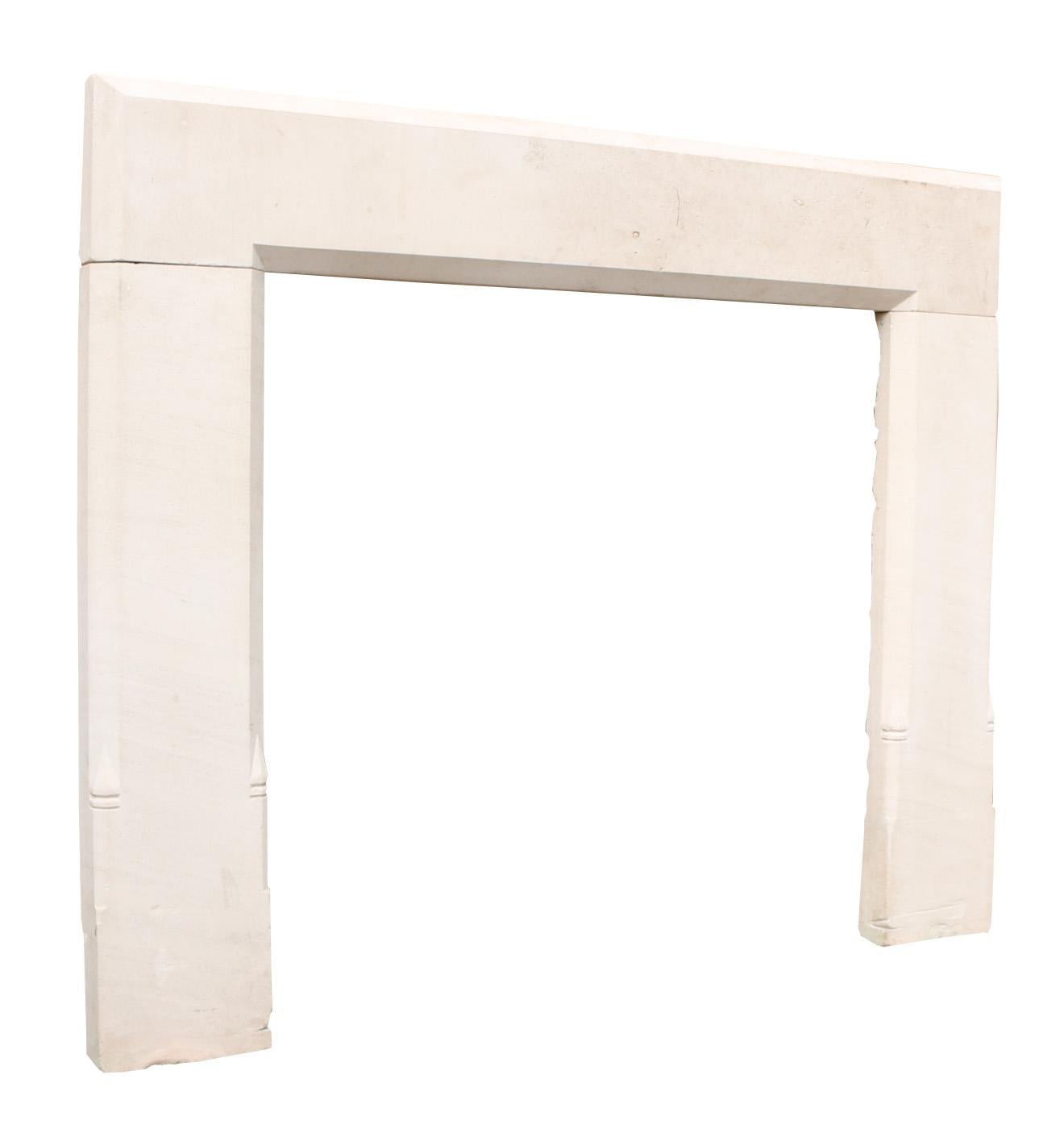 Antique Portland Stone Fire Mantel In Fair Condition For Sale In Wormelow, Herefordshire
