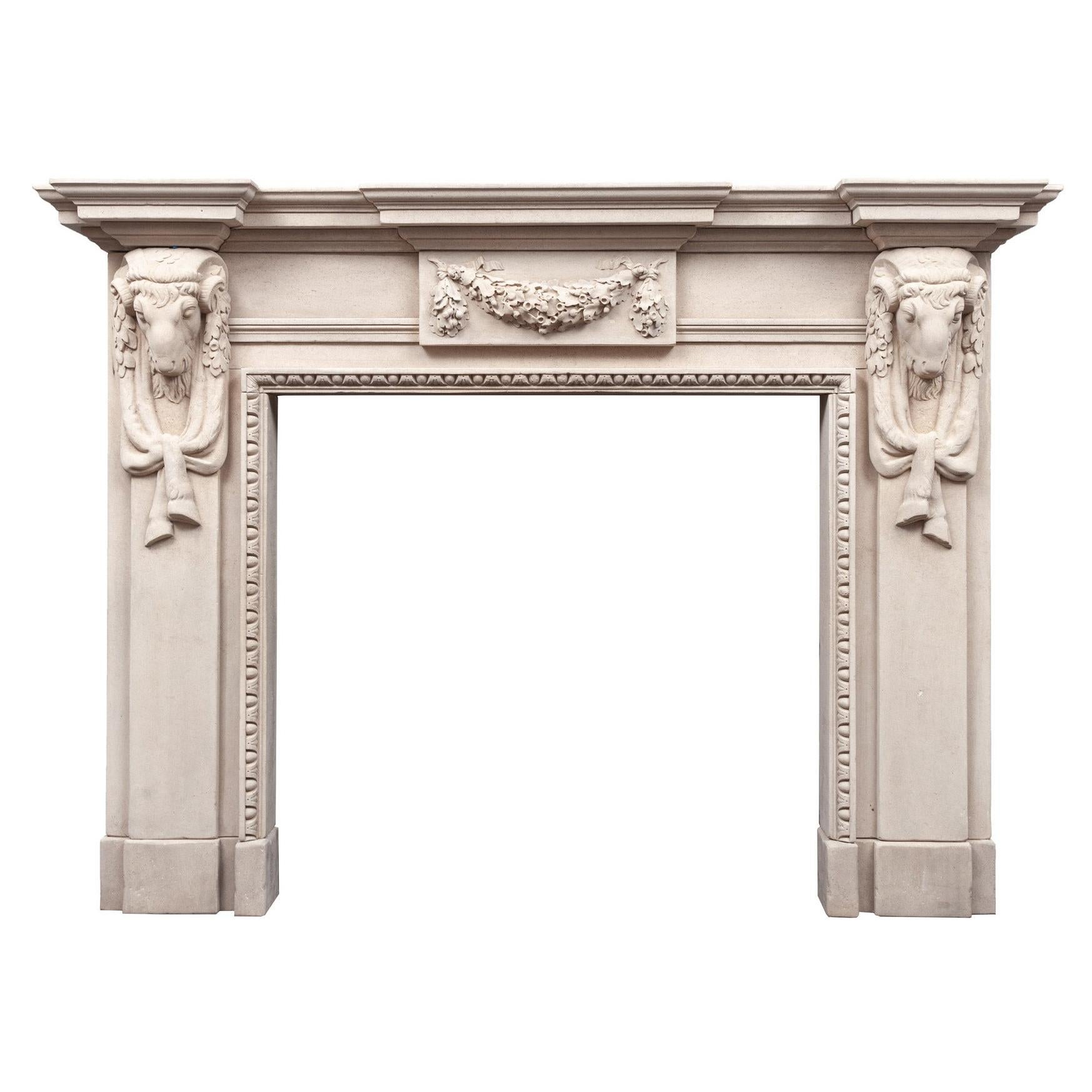 Style Portland Stone Fireplace Mantel For Sale at 1stDibs