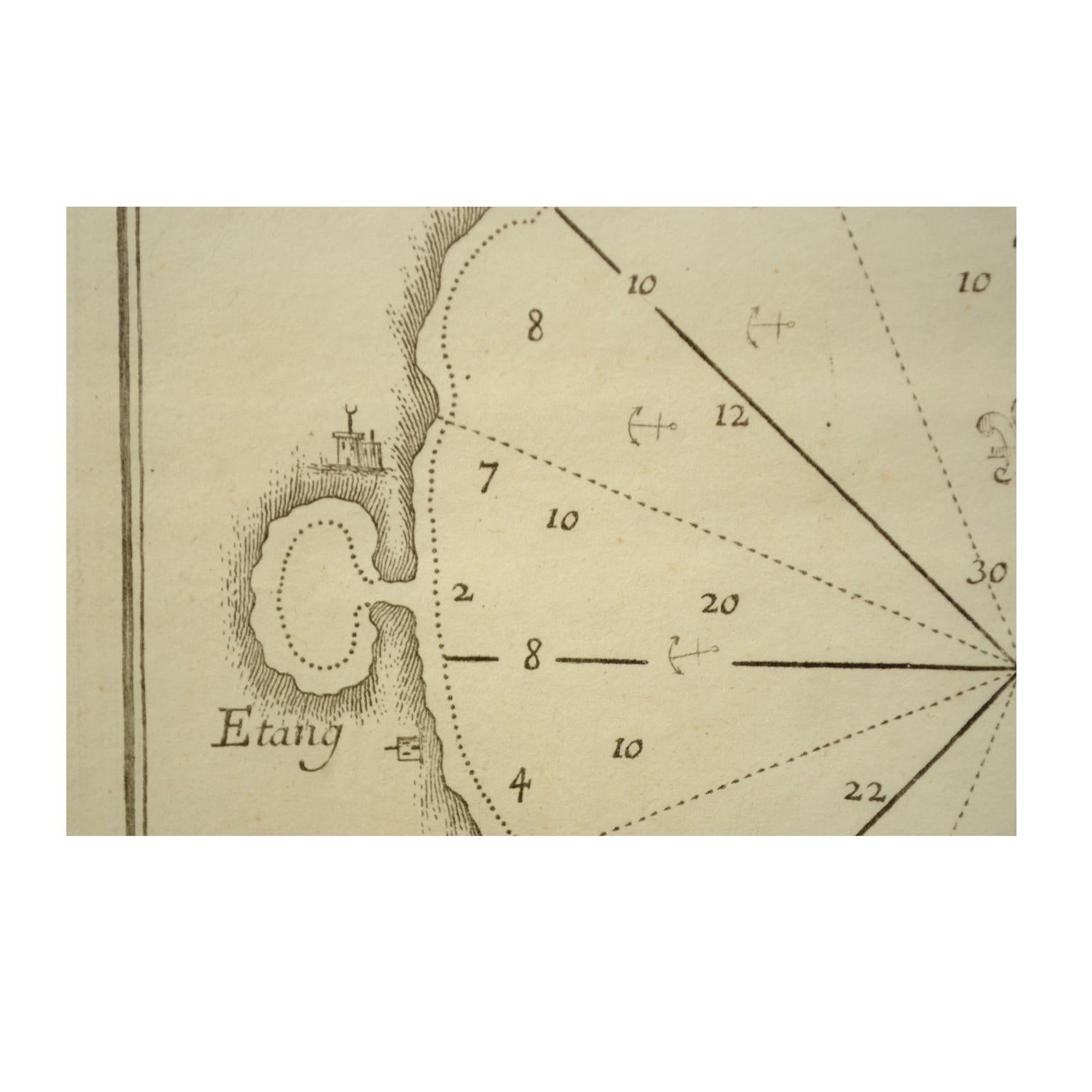 Antique Nautical Chart of Cipre e Limasol by Antoine Roux, France, 1844 In Excellent Condition In Milan, IT