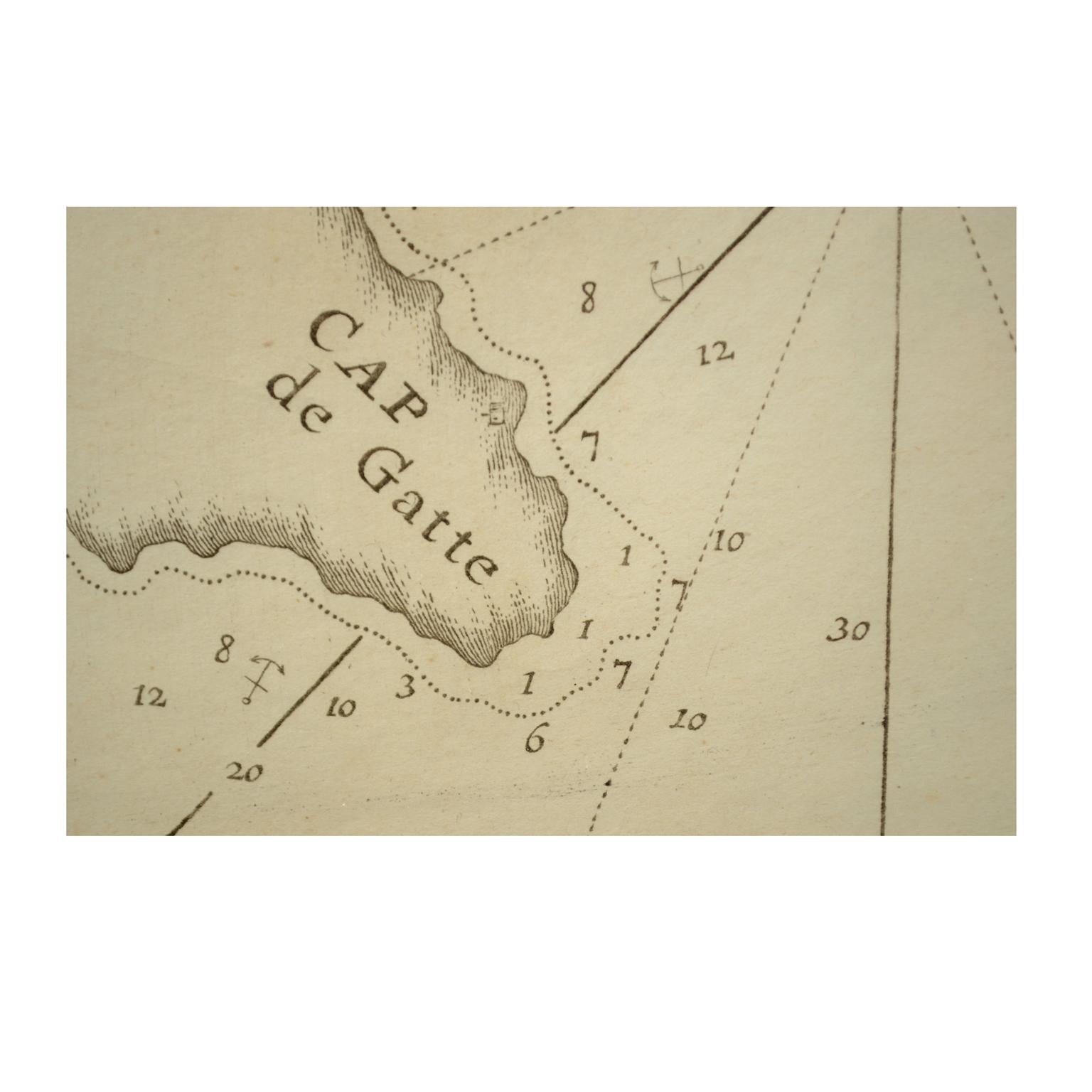 Antique Nautical Chart of Cipre e Limasol by Antoine Roux, France, 1844 1