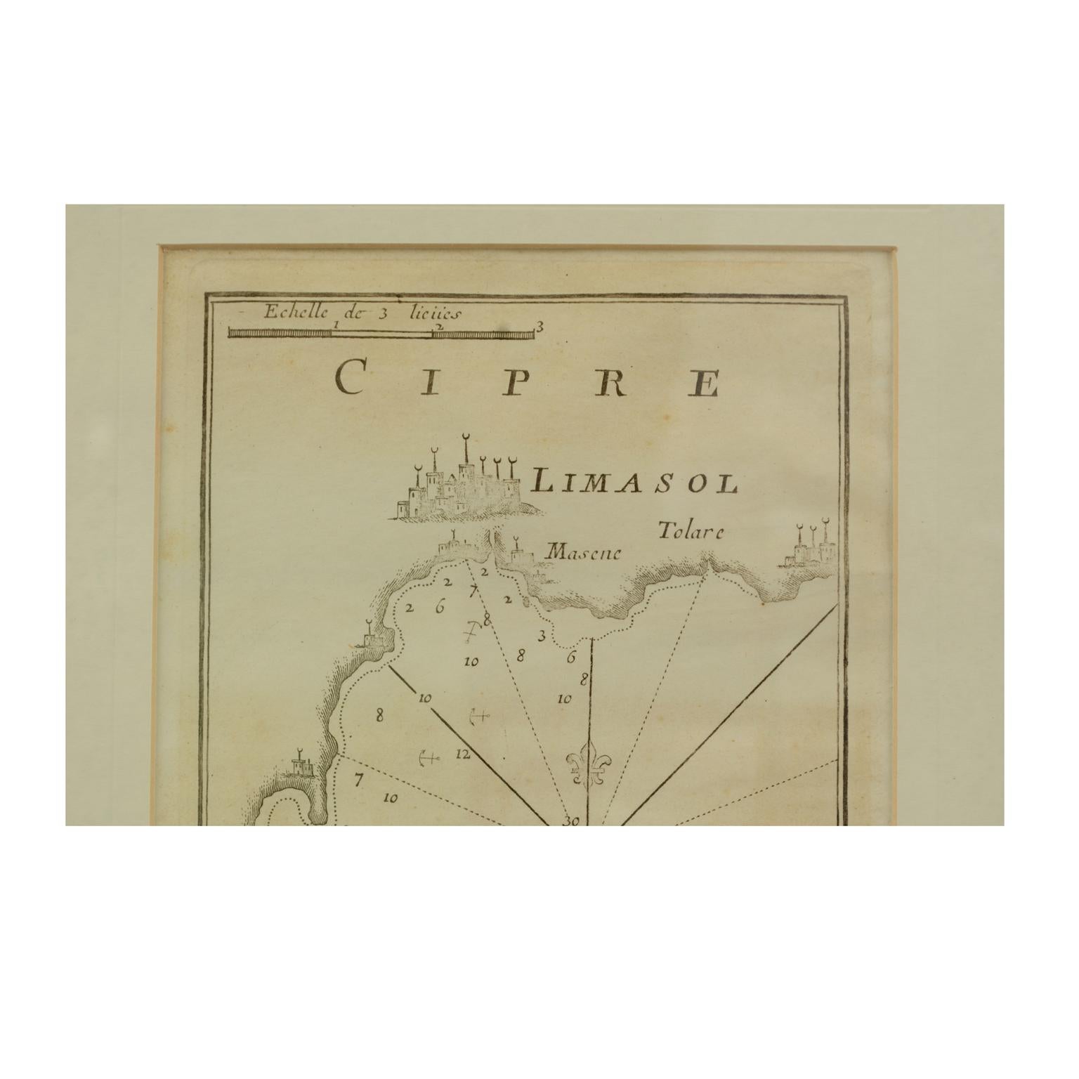 Antique Nautical Chart of Cipre e Limasol by Antoine Roux, France, 1844 2