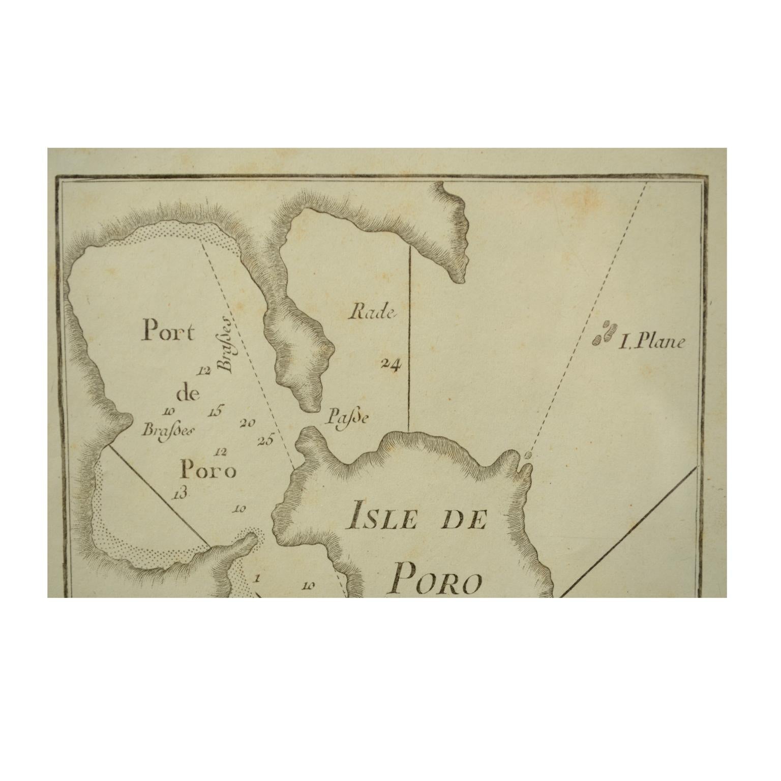 Antiguo Portolano Náutico de la Isla de Poro de Antoine Roux, Francia, 1844 Francés en venta
