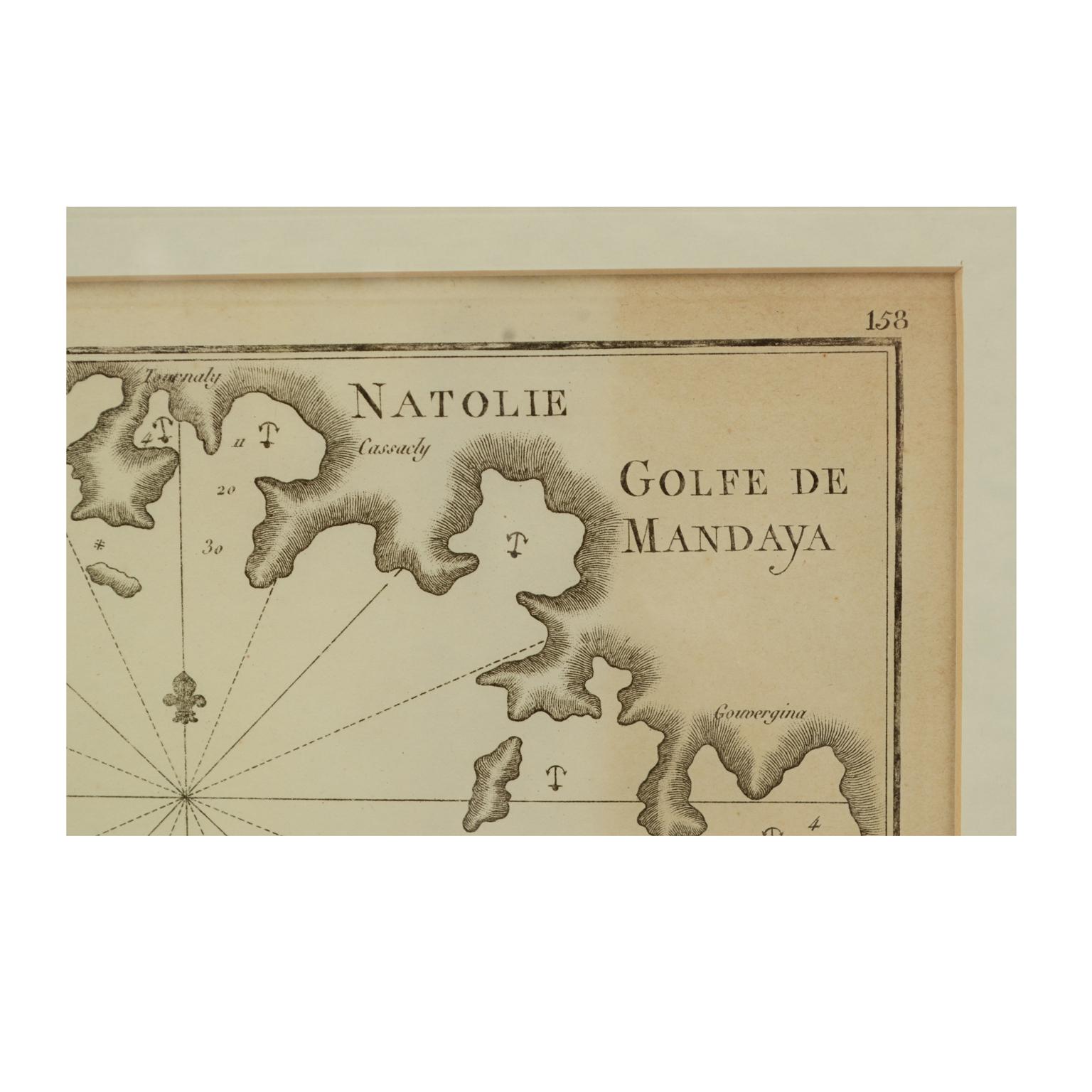 Antique Nautical Portolano of Natolie Golfe De Mandaya by A. Roux, France, 1844 In Excellent Condition In Milan, IT