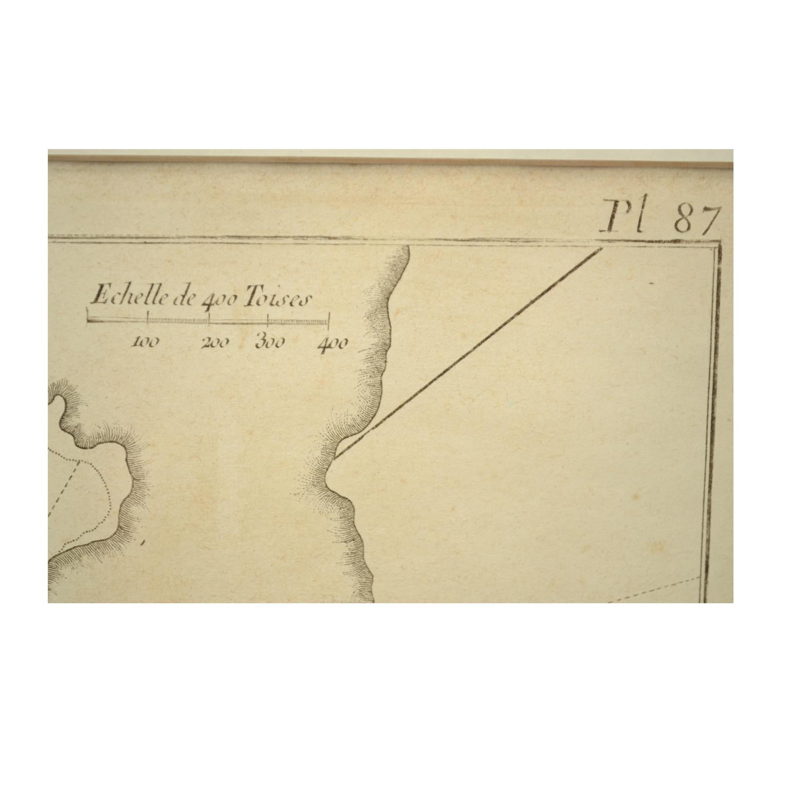 Portolan nautique français d'antiquités de 1844 du Plan du Port de Cherfe par Antoine Roux Excellent état - En vente à Milan, IT