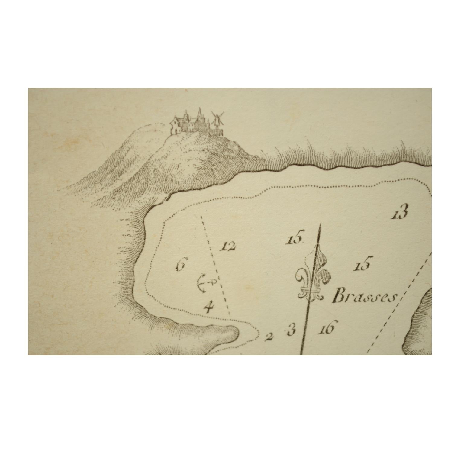 Antikes französisches nautisches Portolan des Plan du Port de Cherfe von Antoine Roux aus dem Jahr 1844  (Mittleres 19. Jahrhundert) im Angebot