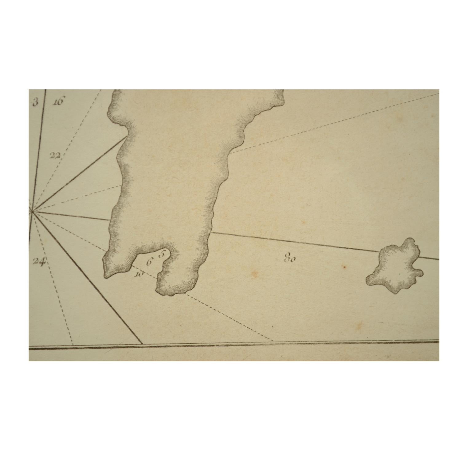 1844 French Antique Nautical Portolan of Plan du Port de Cherfe by Antoine Roux  For Sale 3