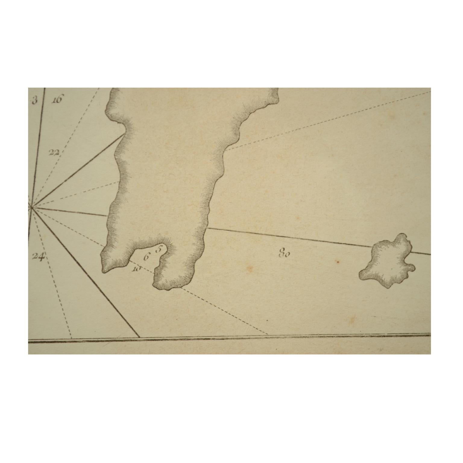 Portolan nautique français d'antiquités de 1844 du Plan du Port de Cherfe par Antoine Roux en vente 2