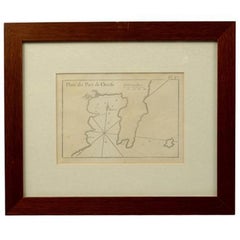 Antique Portolano of Plan du Port de Cherfe by Antoine Roux France, 1844