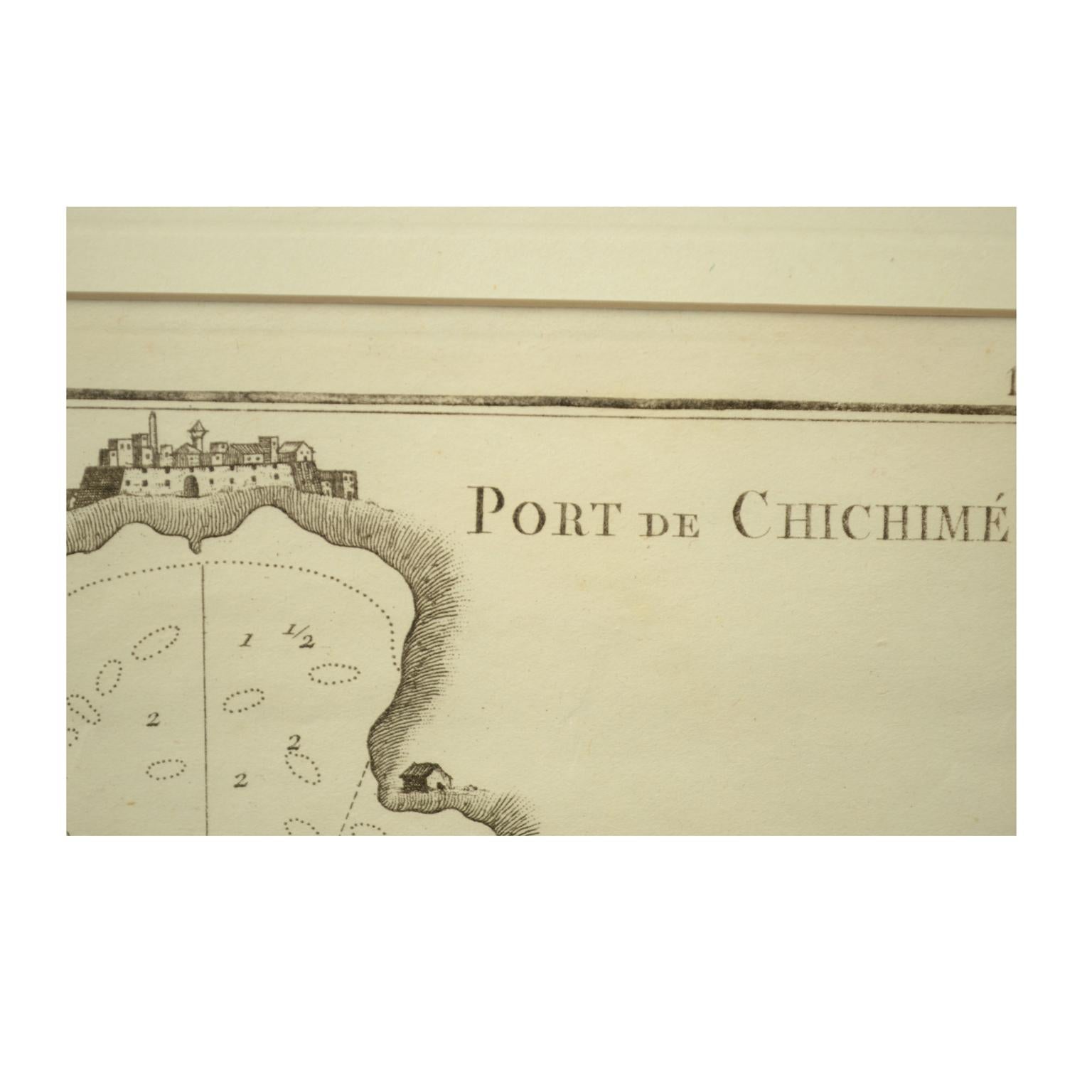 1844 French Nautical Portolano of Port De Chichimé Natolie by Antoine Roux  In Excellent Condition For Sale In Milan, IT