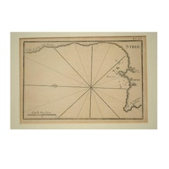 1844 Französischer antiker nautischer Druck mit Gravur  Portolano von Syrie von Antoine Roux
