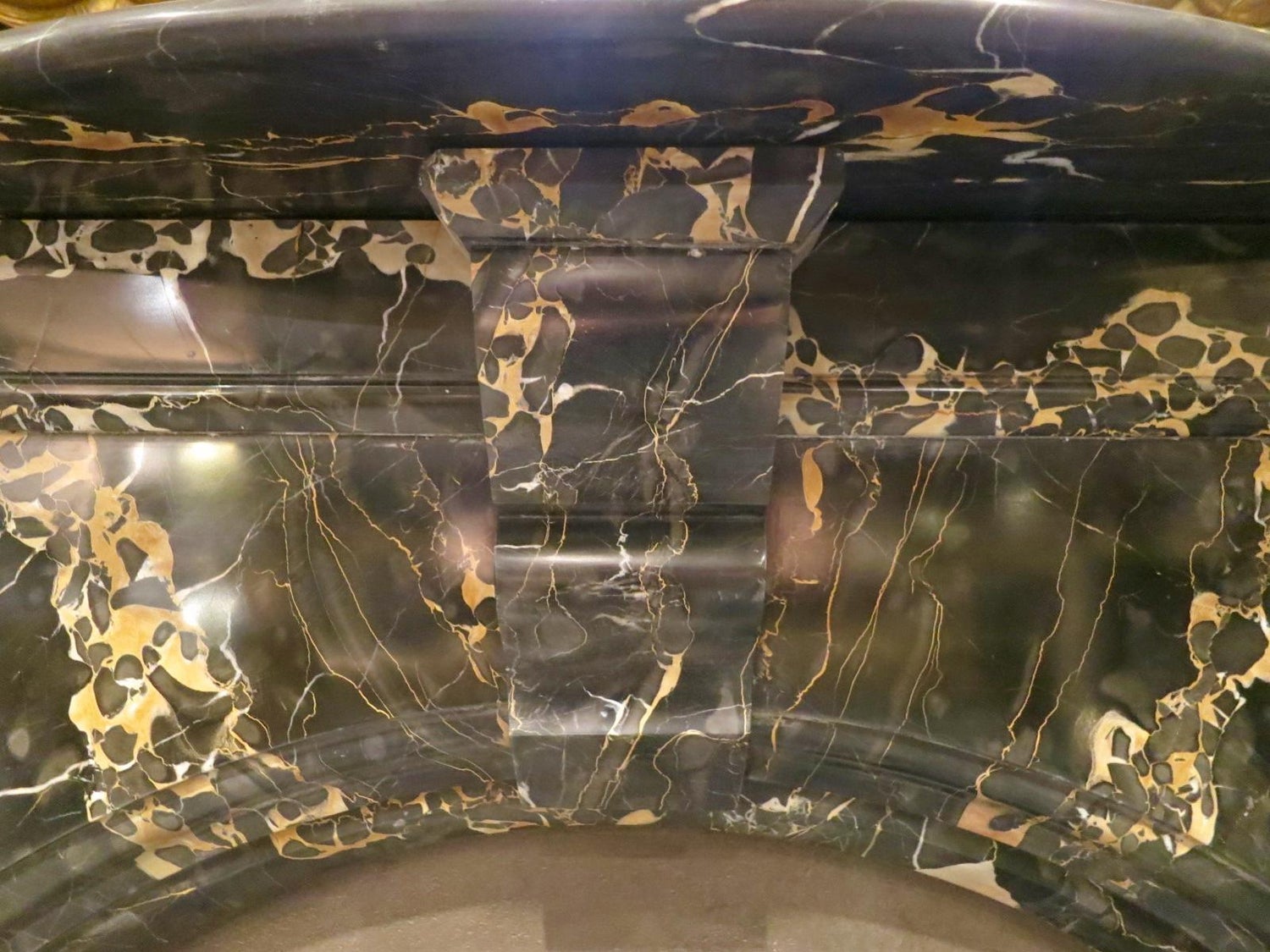 Antique Portoro Marble Arched Irish Fireplace Mantel For Sale At