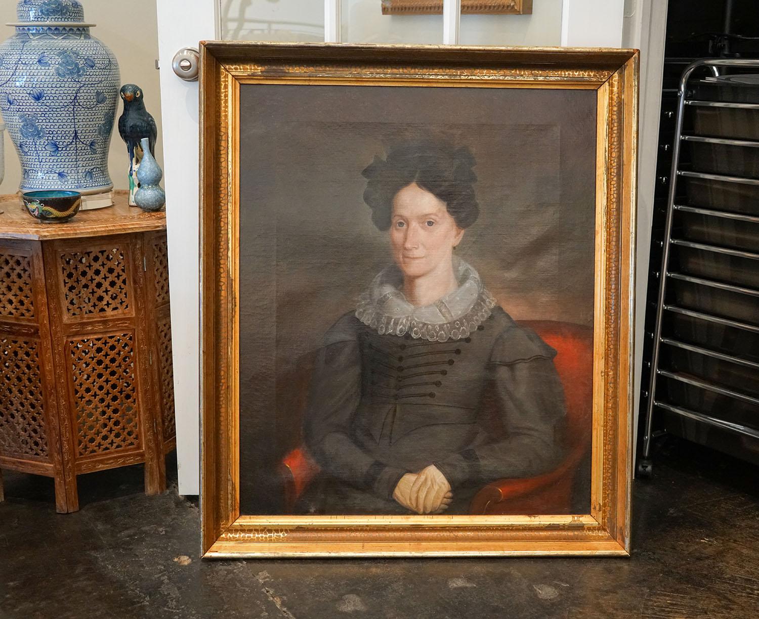 American Antique Portrait, 1840 For Sale