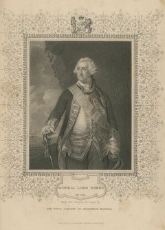 Antique Portrait Admiral Lord Hawke – British Naval Hero Engraving c.1850