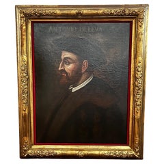 Antique Portrait Antonio de Leyva Prince of Ascoli (1480-1536) Oil on Canvas