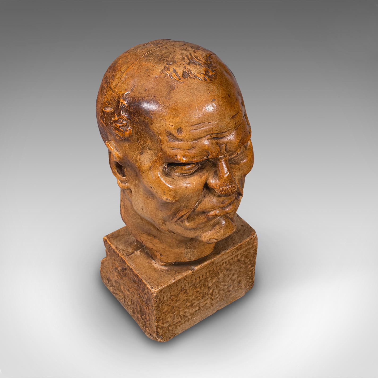 Antique Portrait Bust, English, Plaster Head, Francis Derwent Wood, Circa 1920 For Sale 1