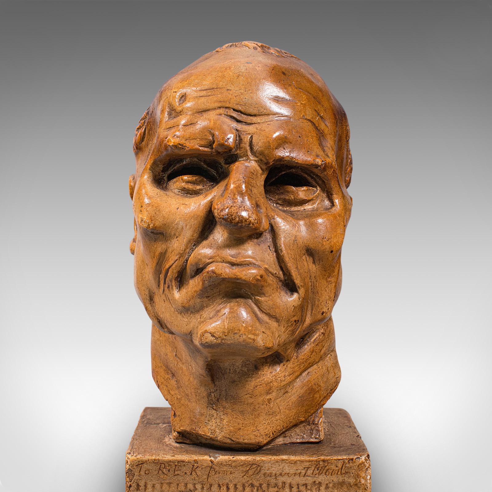 Antique Portrait Bust, English, Plaster Head, Francis Derwent Wood, Circa 1920 For Sale 2