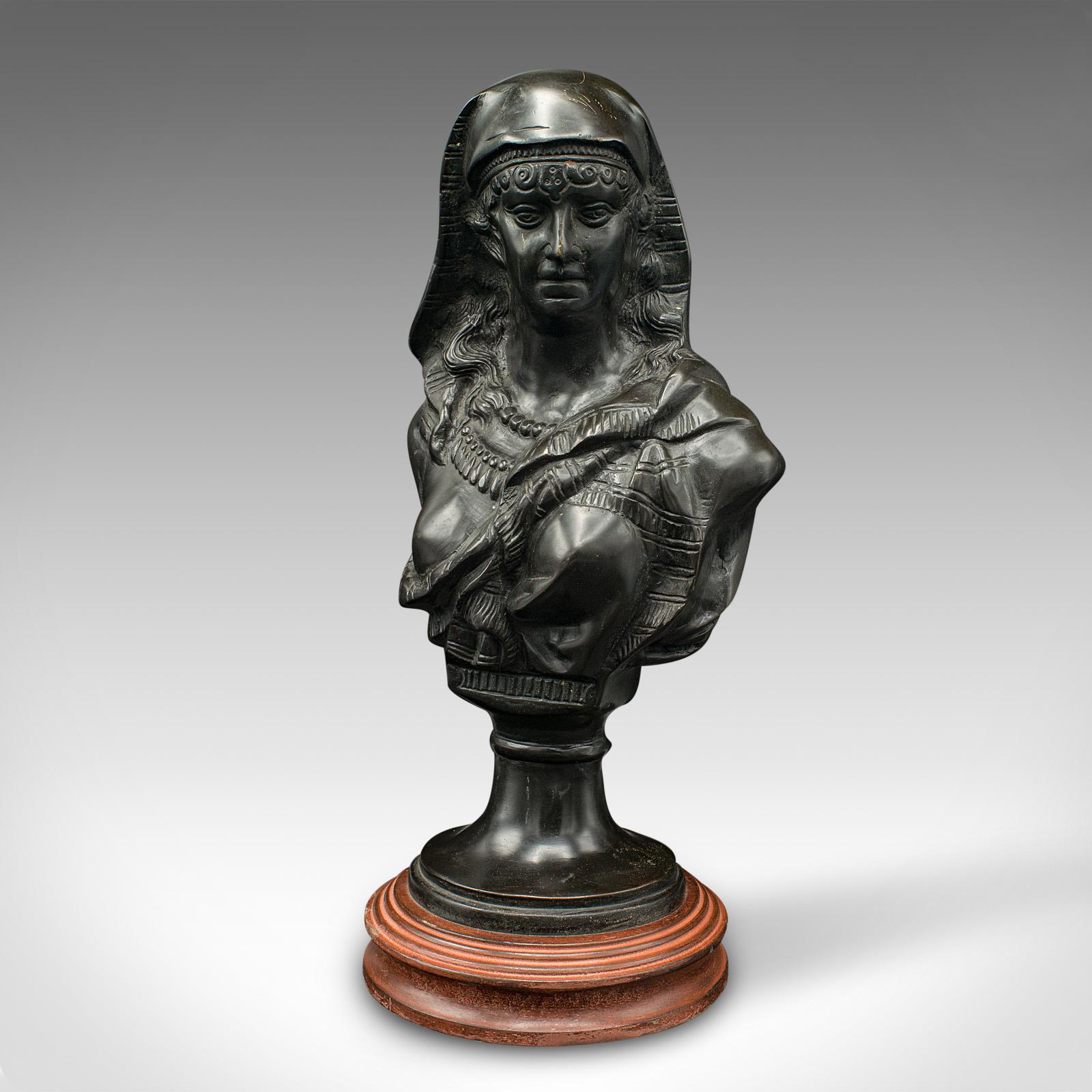 Late Victorian Antique Portrait Bust, French, Decor, Female Bronze Statue, Victorian, C.1900 For Sale