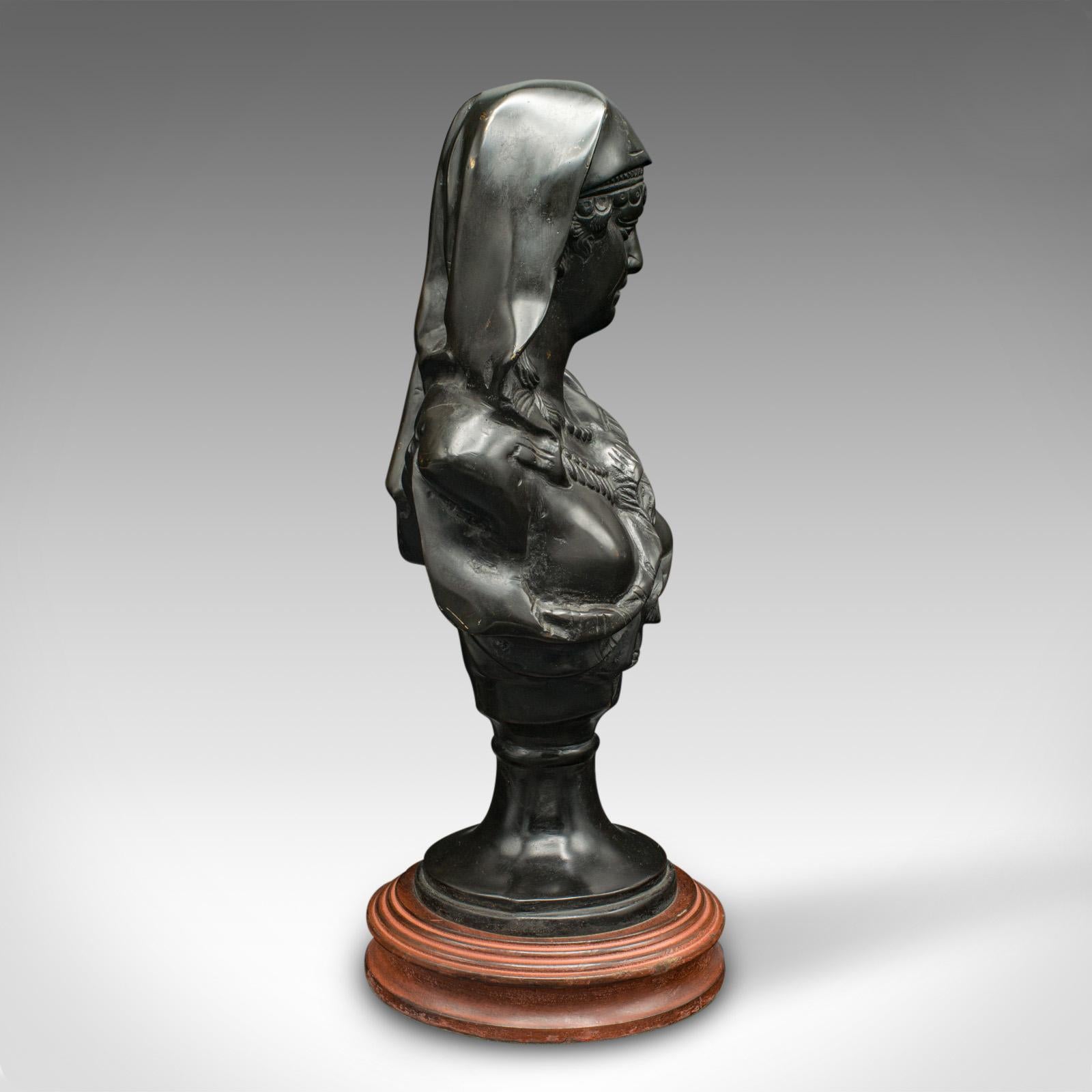 Antique Portrait Bust, French, Decor, Female Bronze Statue, Victorian, C.1900 In Good Condition For Sale In Hele, Devon, GB