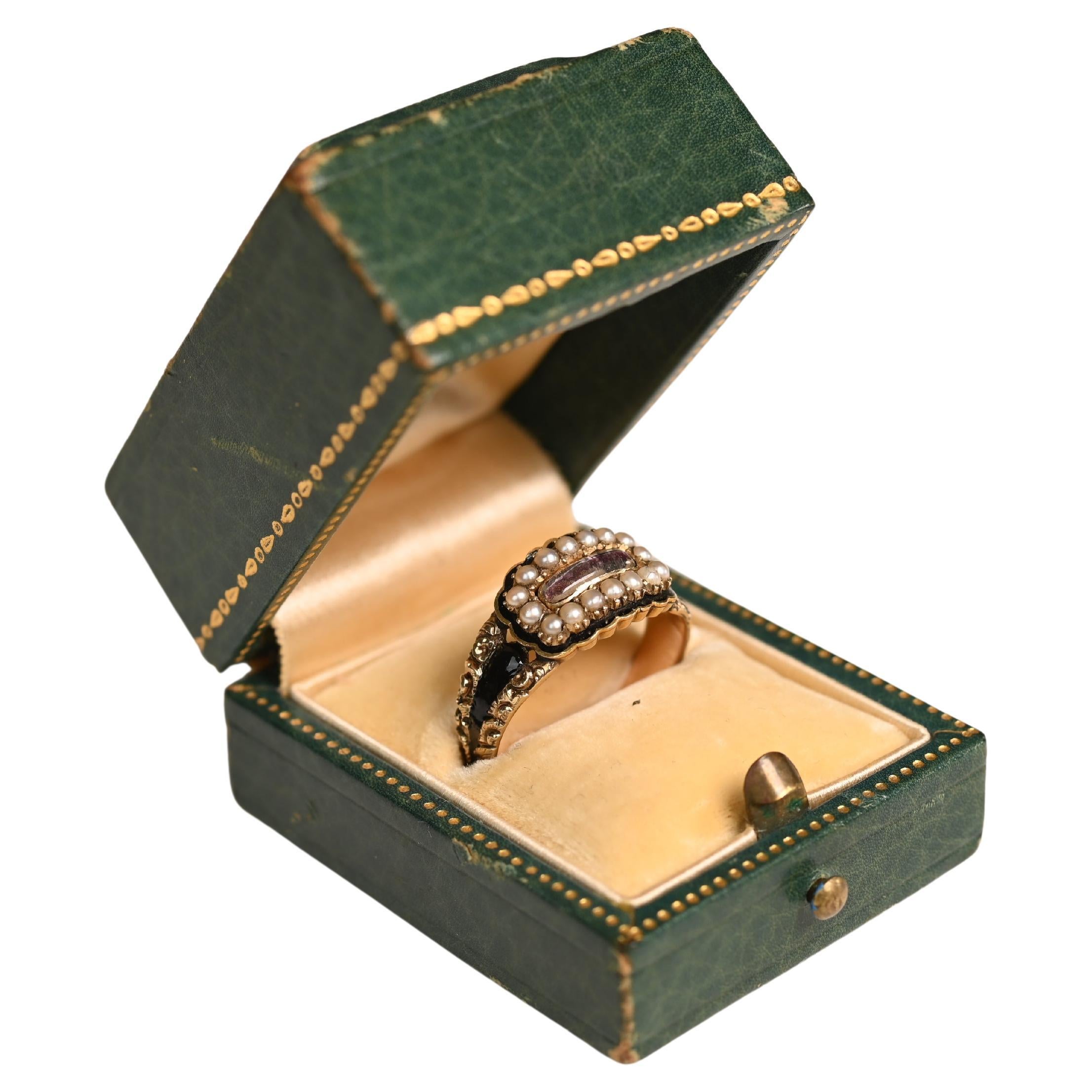 Antique Portrait Cut Pink Topaz Cocktail Ring, Pearl Halo, 18k Yellow Gold