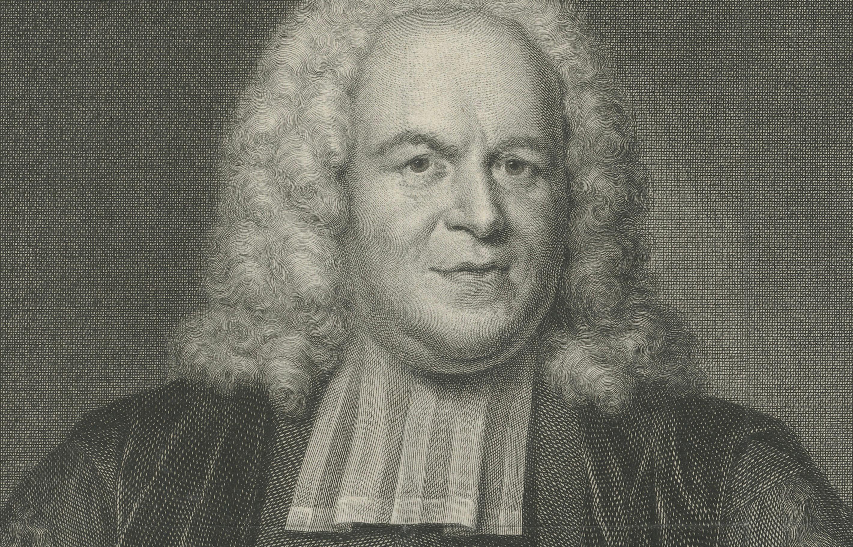XVIIIe siècle Antique Portrait David Millius - Professeur de langues orientales, gravure à l'eau-forte 1742 en vente