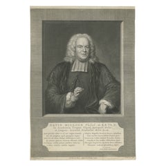 Antique Portrait David Millius - Professeur de langues orientales, gravure à l'eau-forte 1742