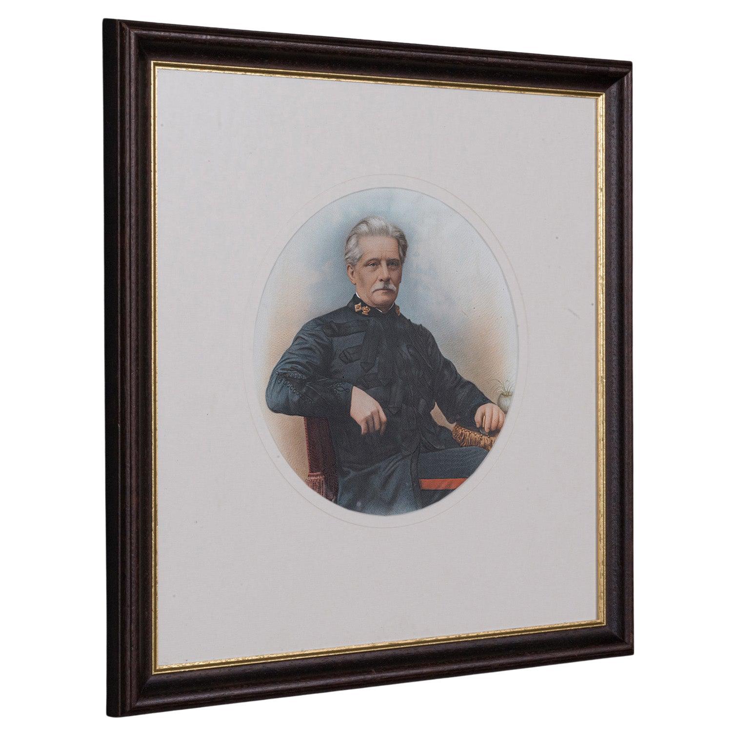 Antique Portrait, English, Framed Ceramic Painting, Photographs, Victorian, 1890