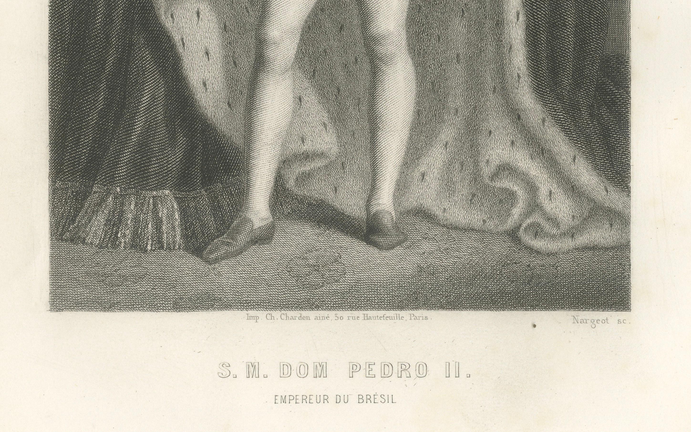 Antiker Porträtstich von Kaiser Dom Pedro II. von Brasilien, 1867 (Französisch) im Angebot