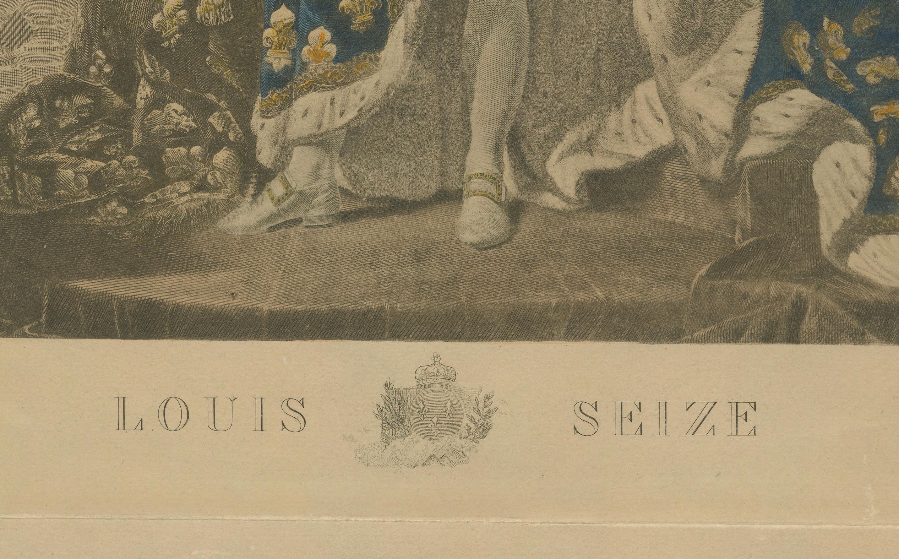 XIXe siècle Gravure ancienne du portrait de Louis XVI en habits de sacre, c.1790-1820 en vente