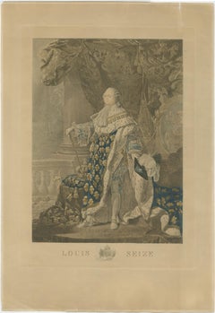 Antiker Portraitstich von Ludwig XVI. im Krönungsgewand, ca. 1790-1820